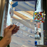 Lamberts Mouth Blown Violet & Opaque White on Clear (Flash Glass) S18 Sheet Glass Colorado Glassworks   