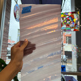 Lamberts Mouth Blown Violet & Opaque White on Clear (Flash Glass) S18 Sheet Glass Colorado Glassworks   