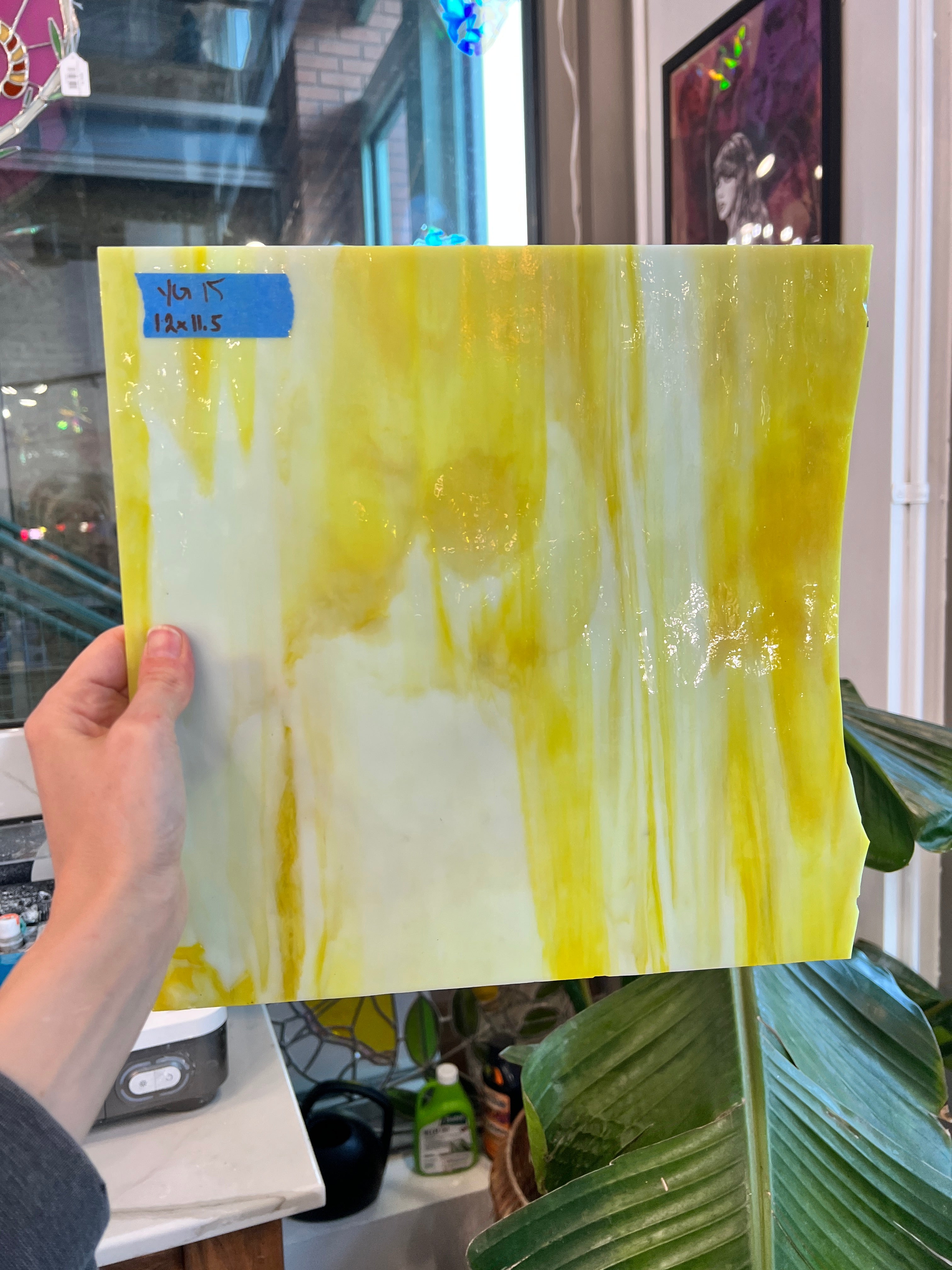 Yellow and White Mixed Youghiogheny Sheet Glass Colorado Glassworks YG15 (12x11.5in)