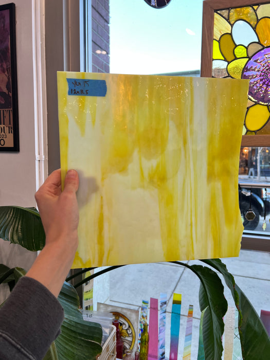 Yellow and White Mixed Youghiogheny Sheet Glass Colorado Glassworks