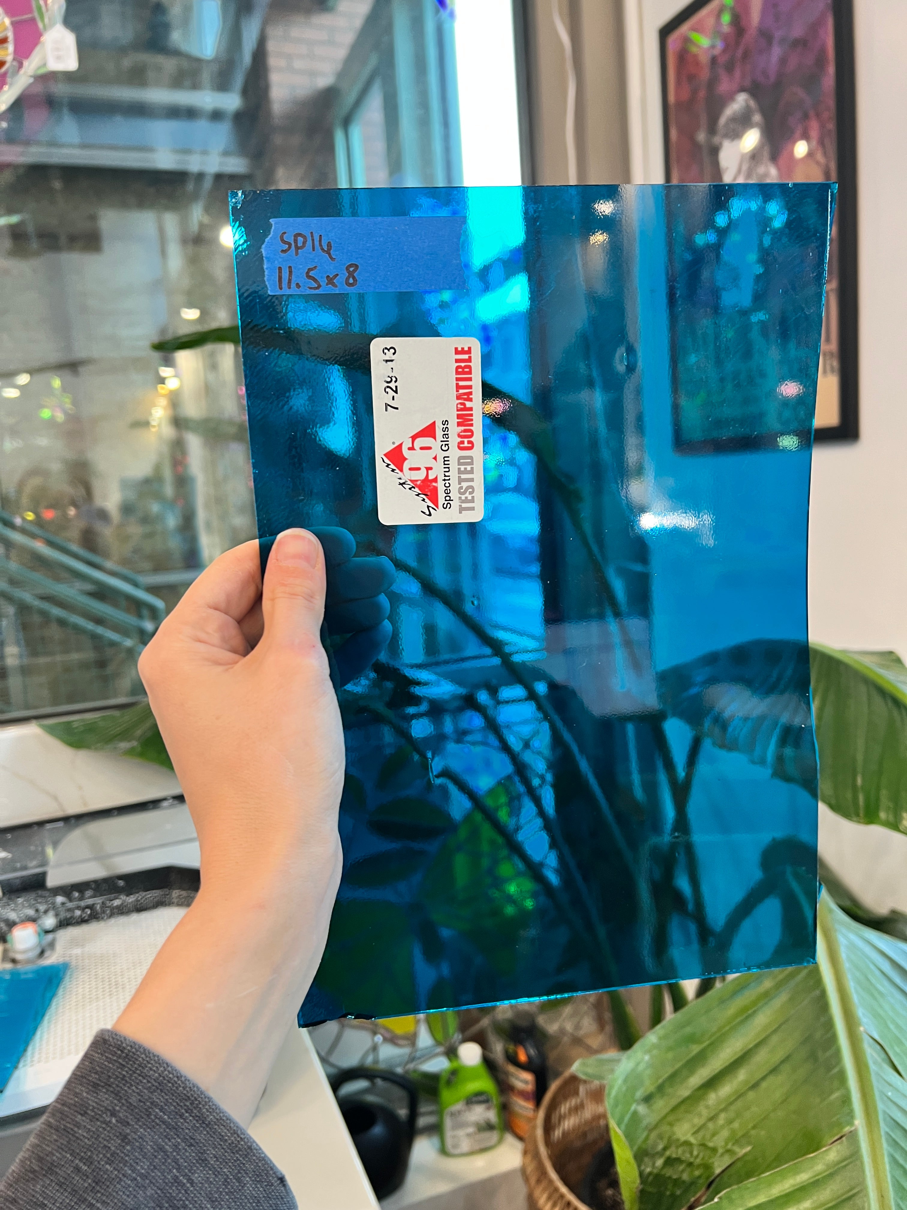 Blue Transparent Spectrum Fusible System 96 COE Sheet Glass Colorado Glassworks SP16 (11.5x8in)