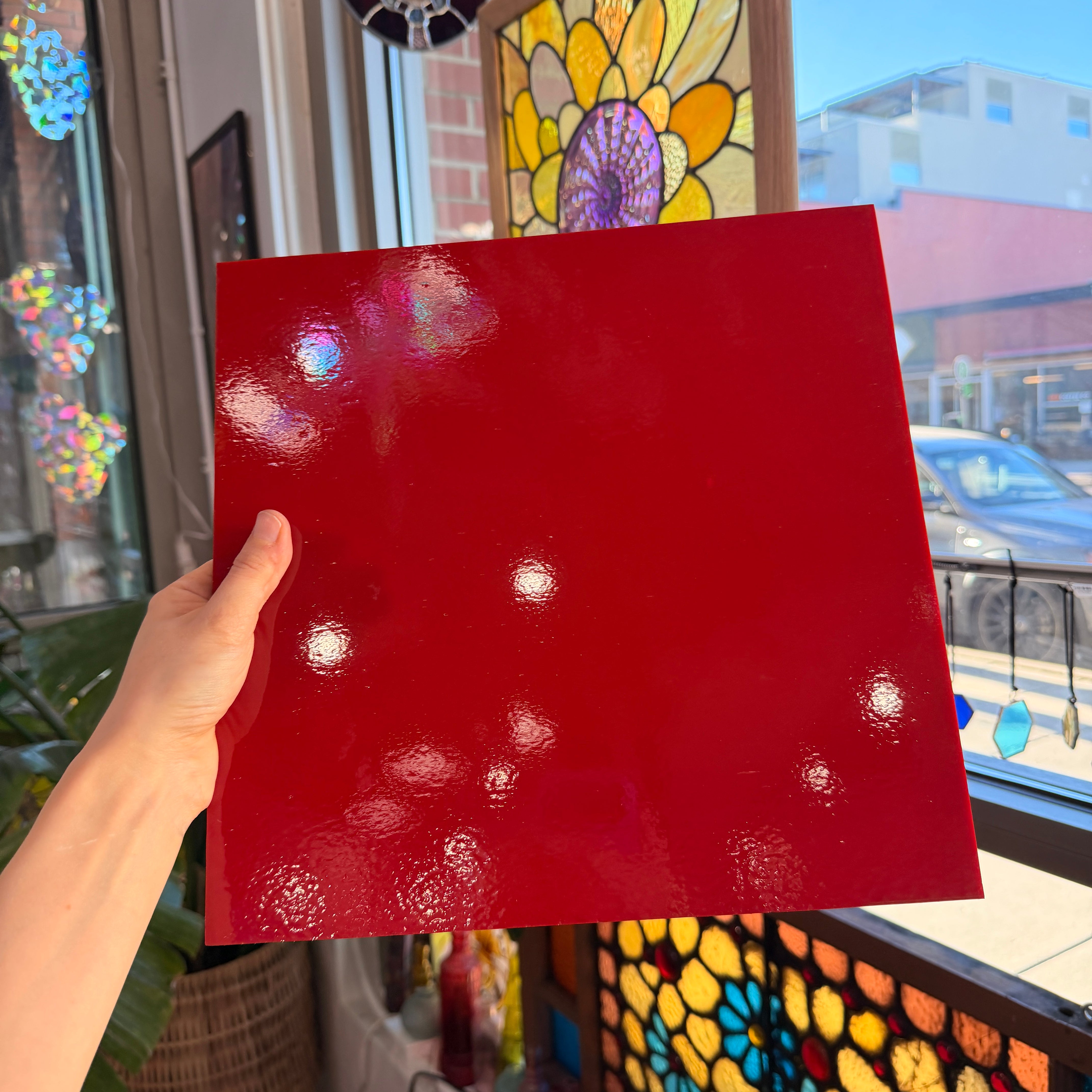 Red Opal Oceanside Fusible 96 COE (OGT 250.72F) Sheet Glass Colorado Glassworks