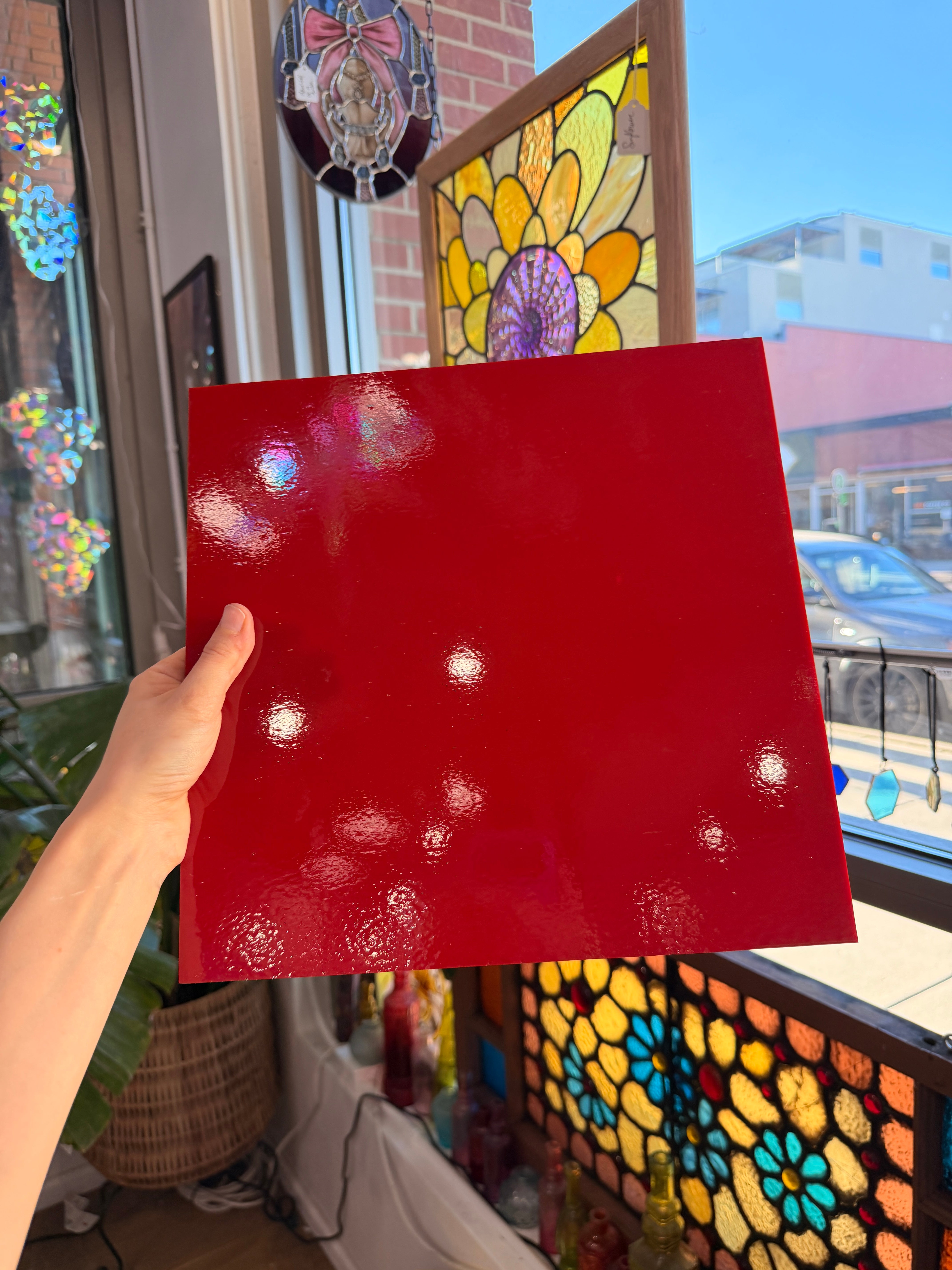 Red Opal Oceanside Fusible 96 COE (OGT 250.72F) Sheet Glass Colorado Glassworks