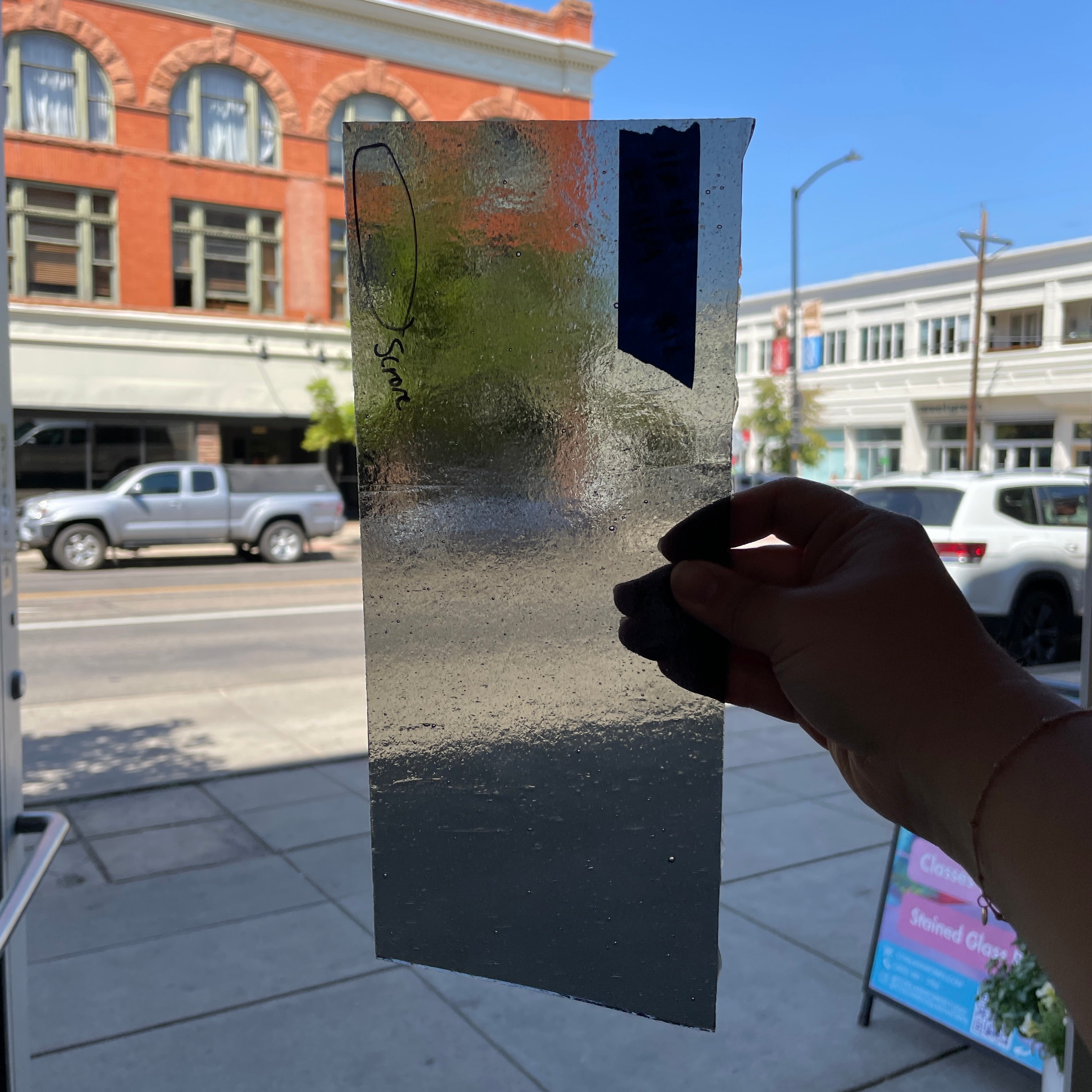 Dark Gray Transparent Kokomo Sheet Glass Colorado Glass Works