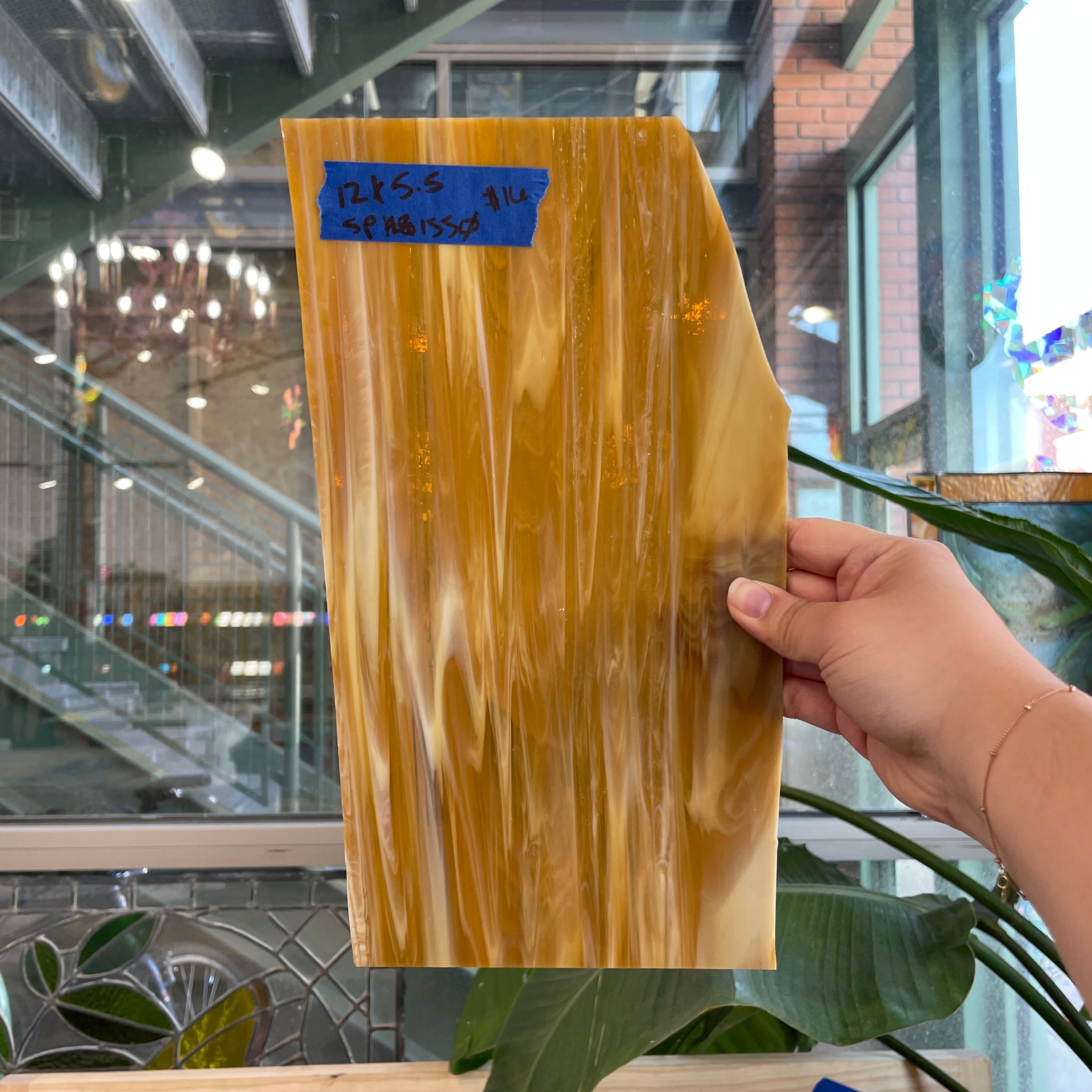 Tan White Wispy Spectrum Sheet Glass Colorado Glassworks