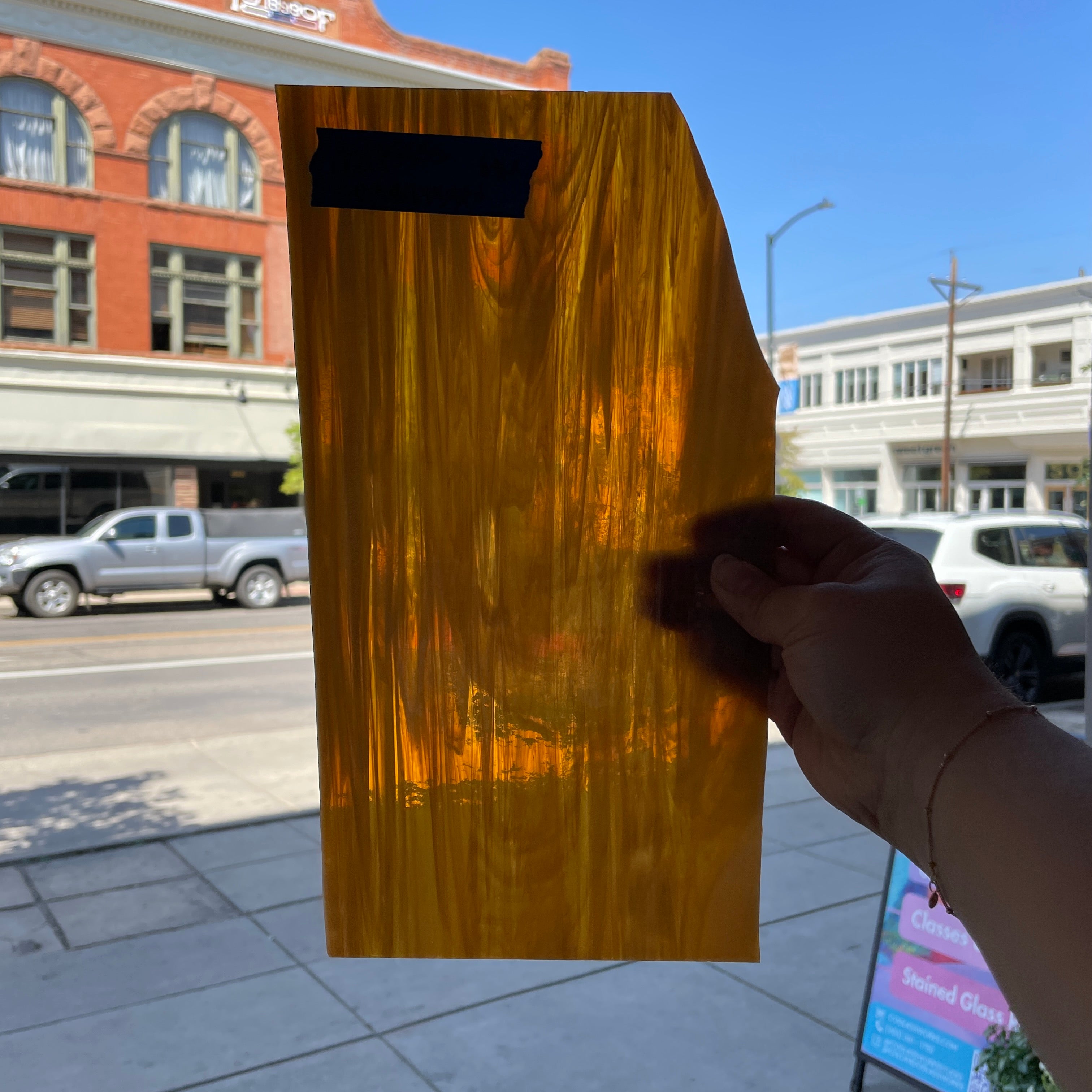Tan White Wispy Spectrum Sheet Glass Colorado Glassworks