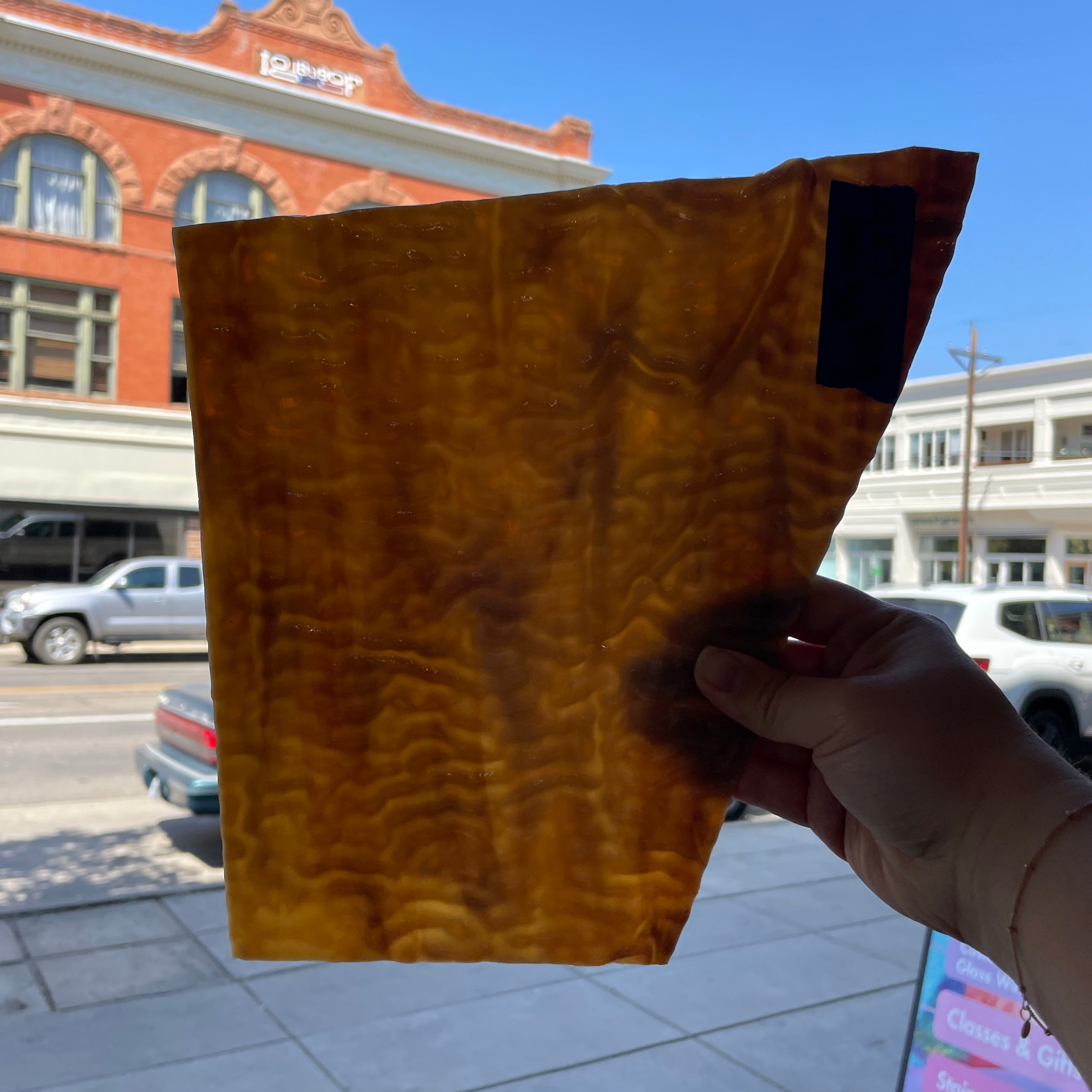 Light Brown Mixed Textured Chicago Art Sheet Glass Colorado Glassworks