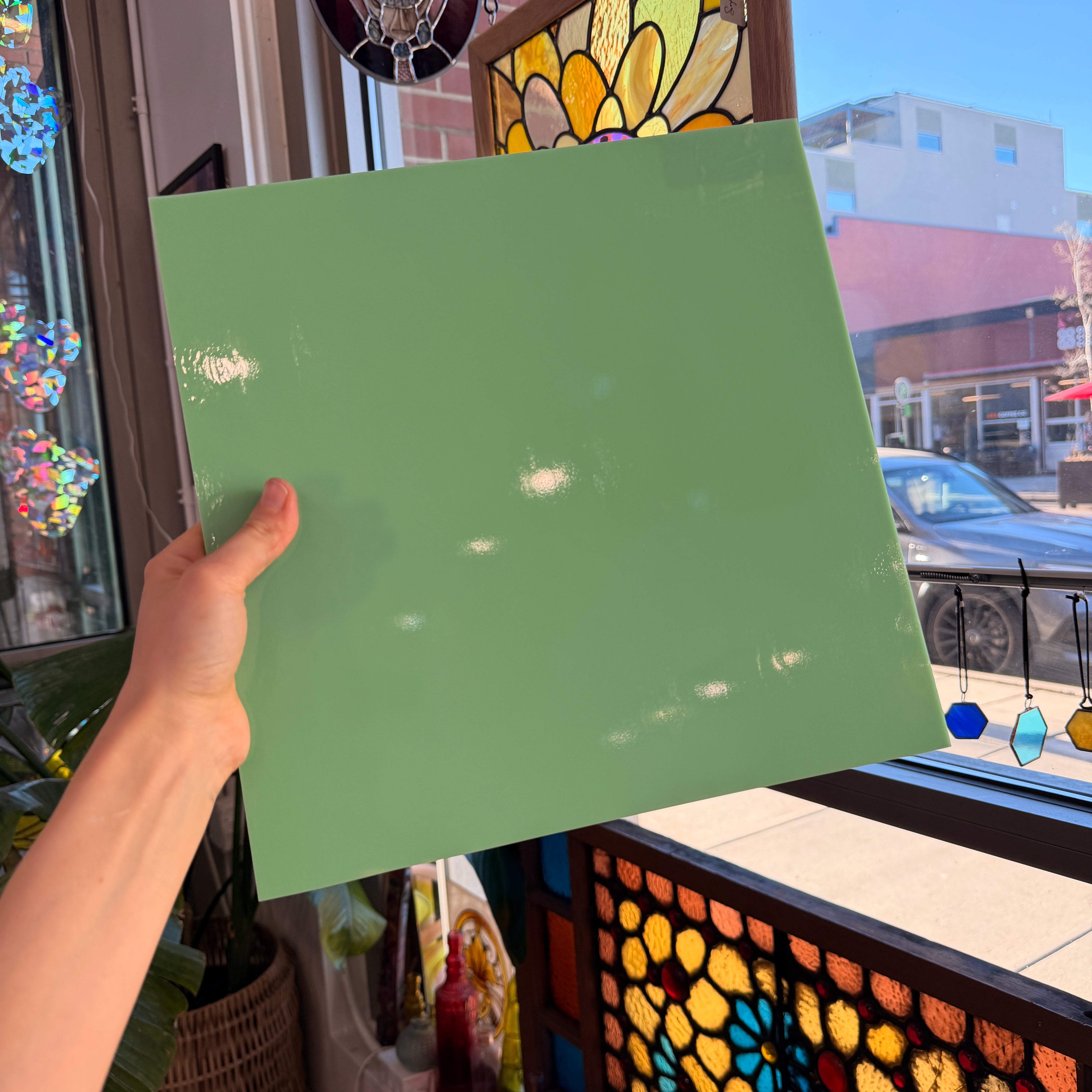 Easter (Pastel) Green Opalescent Oceanside Fusible 96 COE (OGT 222.72F) Sheet Glass Colorado Glassworks