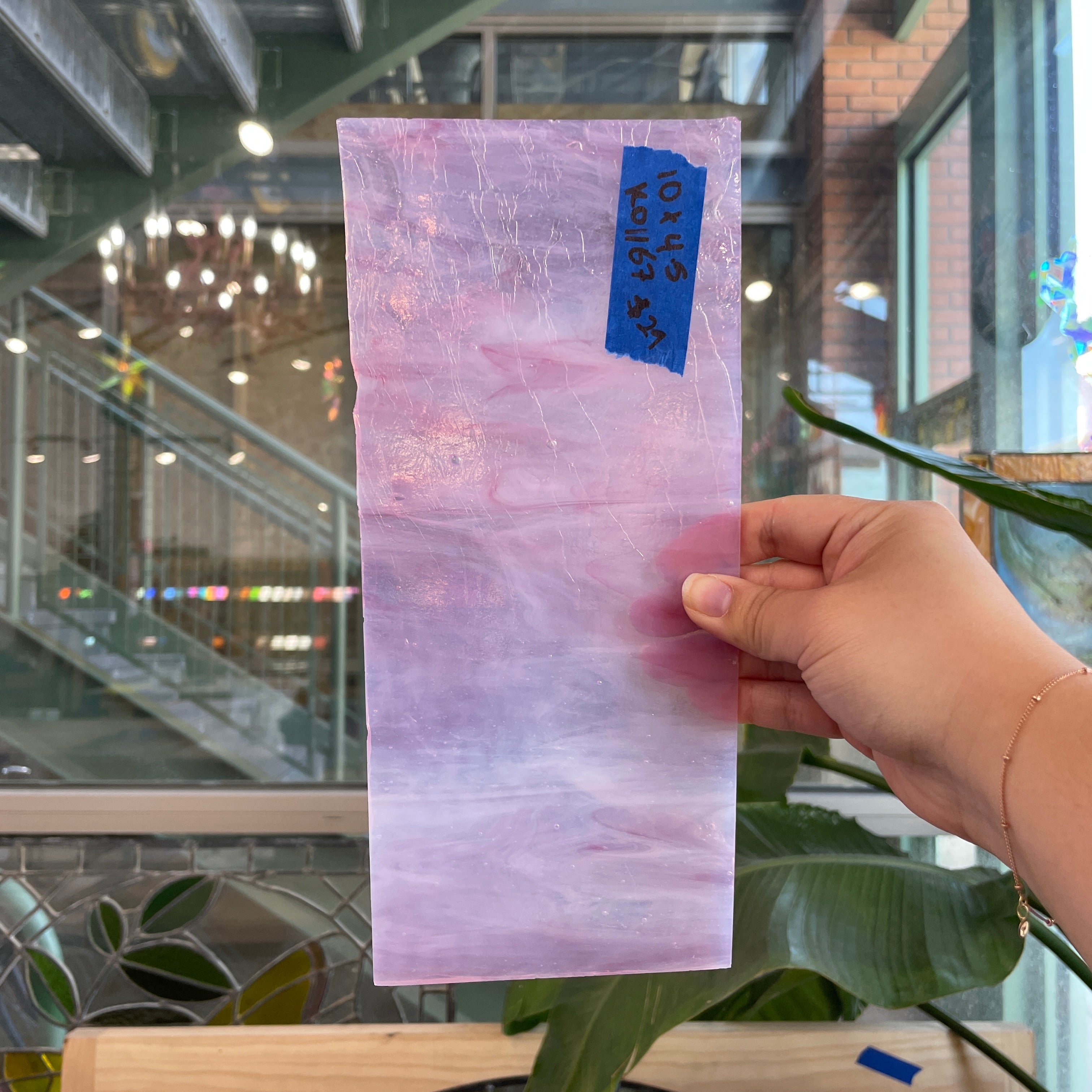 Pink Wispy Transparent Kokomo Sheet Glass Colorado Glassworks