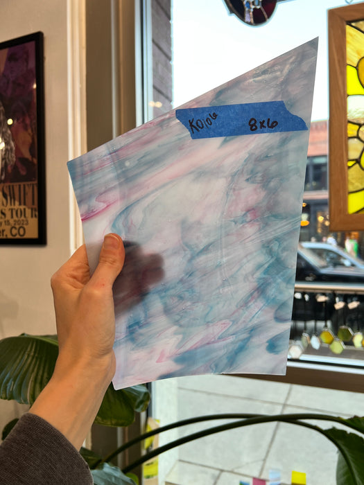 Pink Blue White Wispy Kokomo Sheet Glass Colorado Glassworks