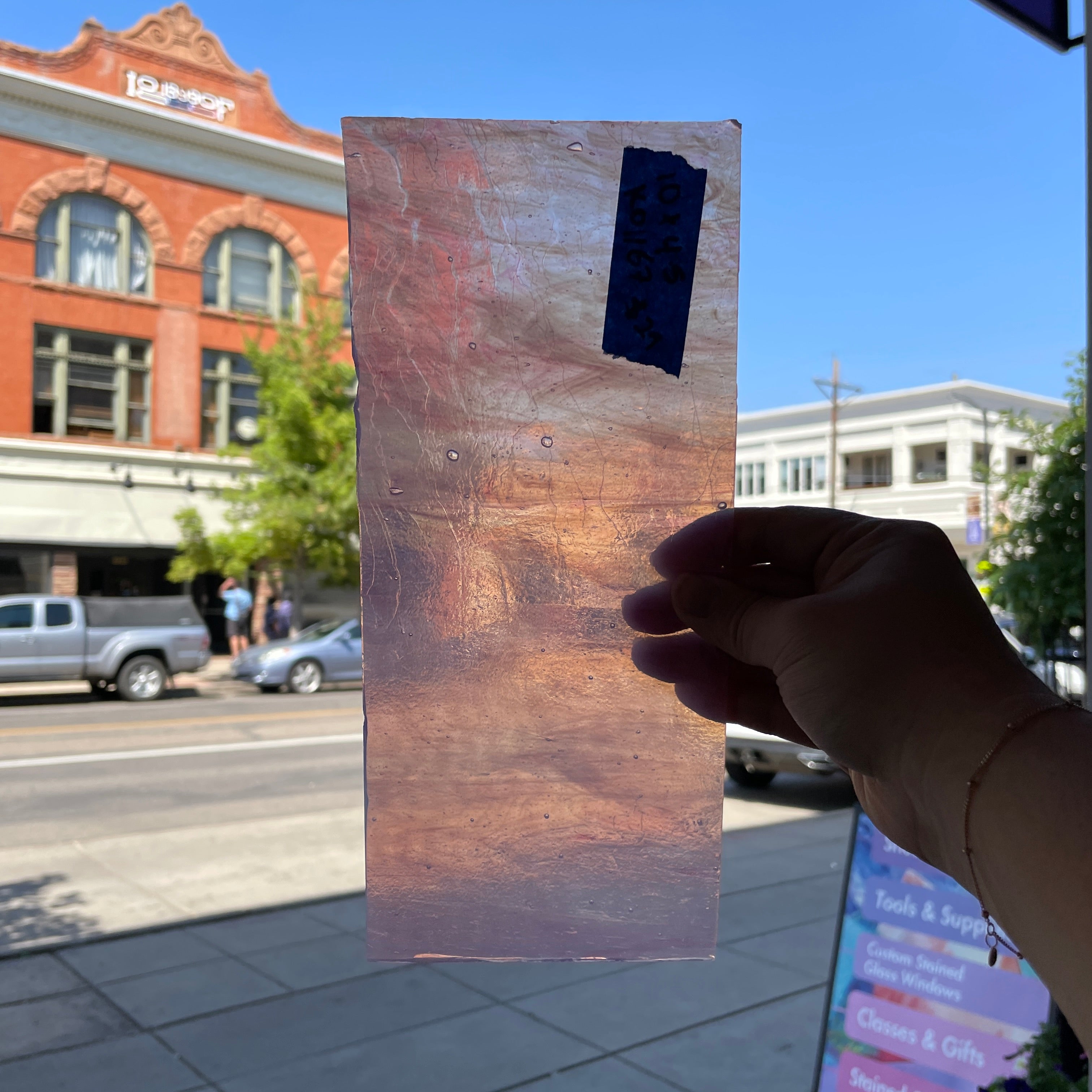 Pink Wispy Transparent Kokomo Sheet Glass Colorado Glassworks