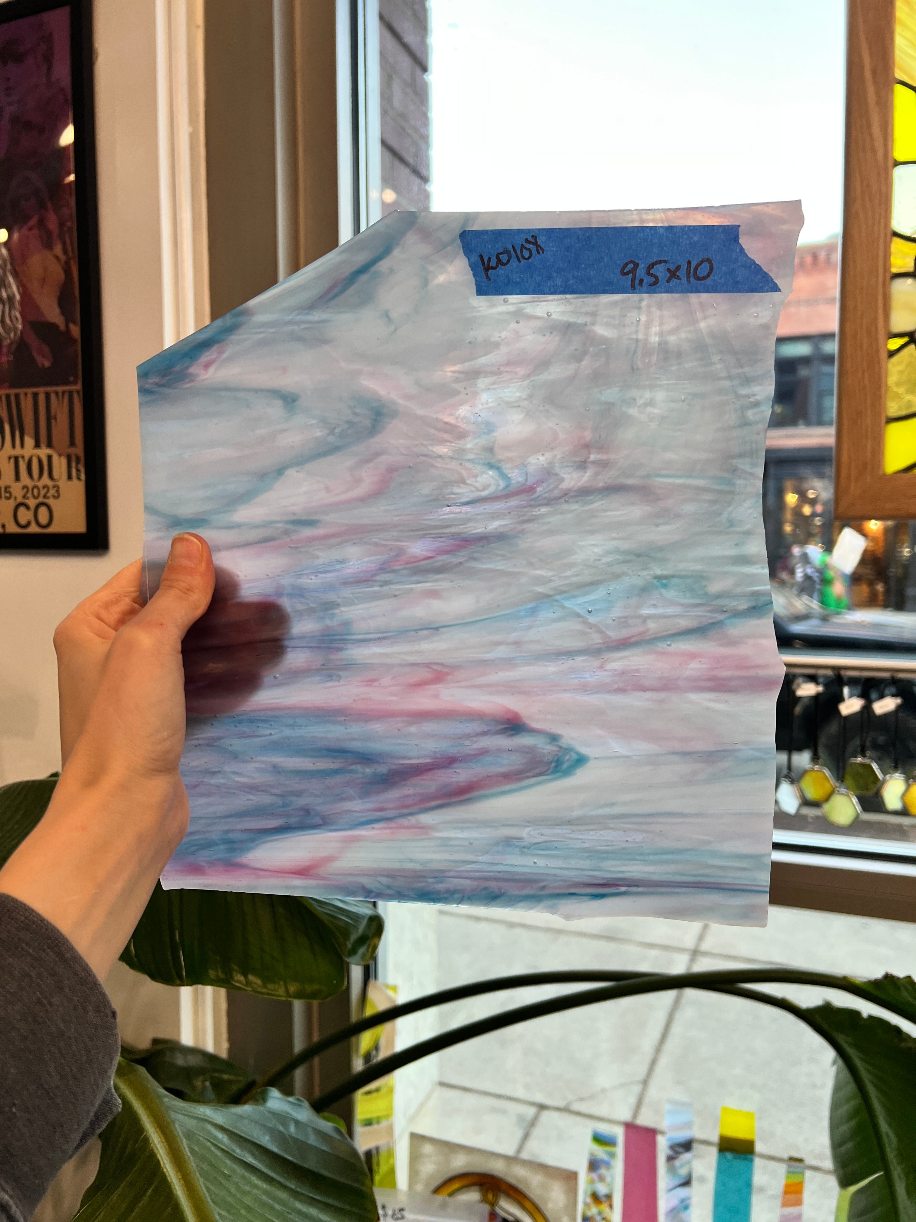 Pink Blue White Wispy Kokomo Sheet Glass Colorado Glassworks