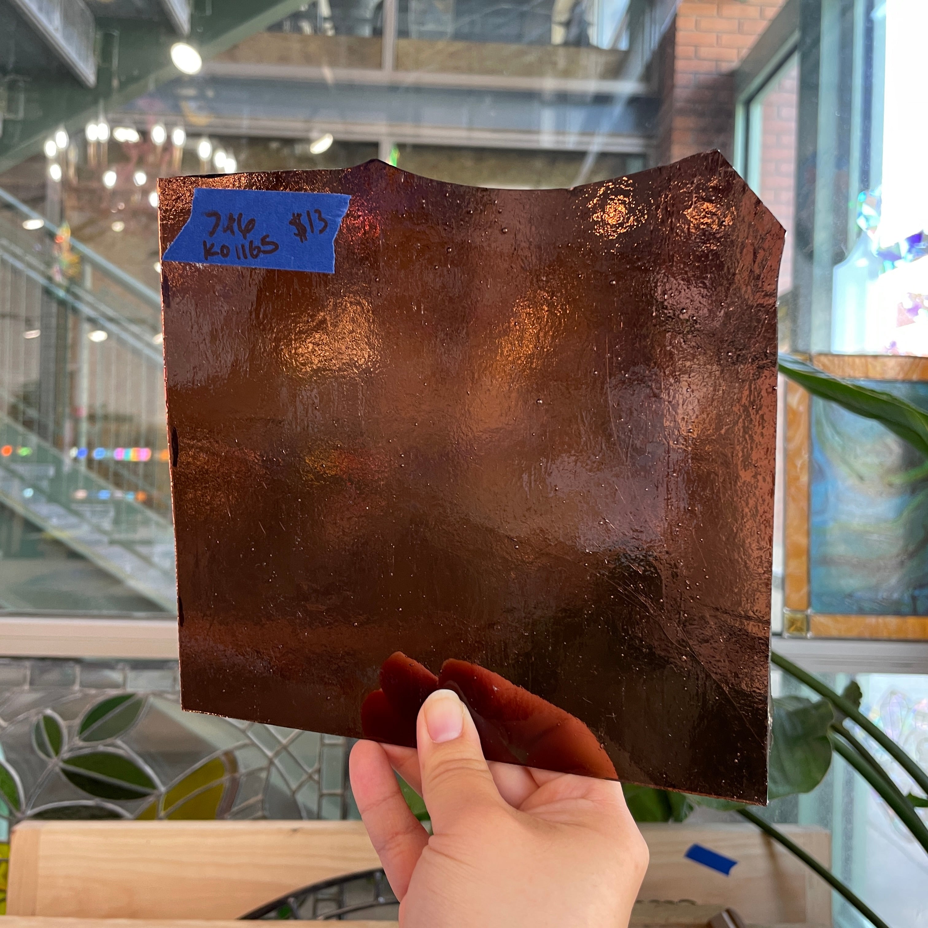 Brown Transparent Kokomo Sheet Glass Colorado Glassworks KO1165 (7x6in)