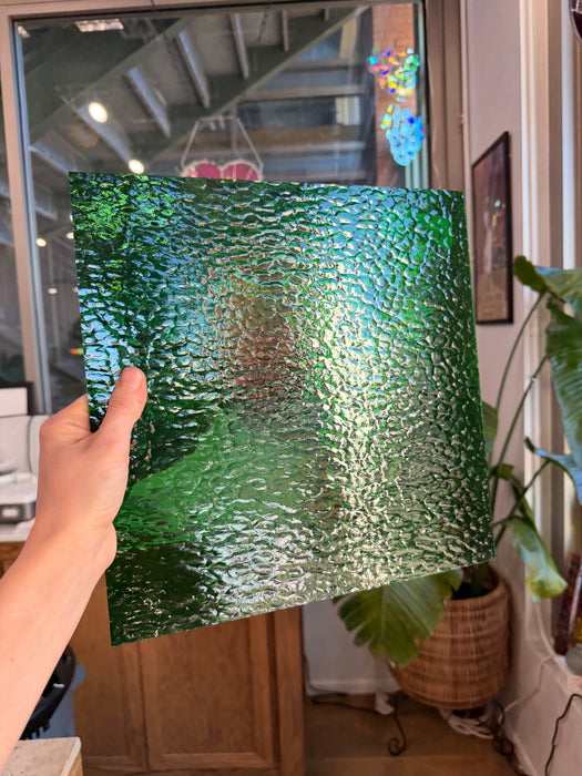 Medium Green Hammered Oceanside Fusible 96 COE (OGT 123HF) Sheet Glass Colorado Glassworks