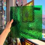 Medium Green Hammered Oceanside Fusible 96 COE (OGT 123HF) Sheet Glass Colorado Glassworks