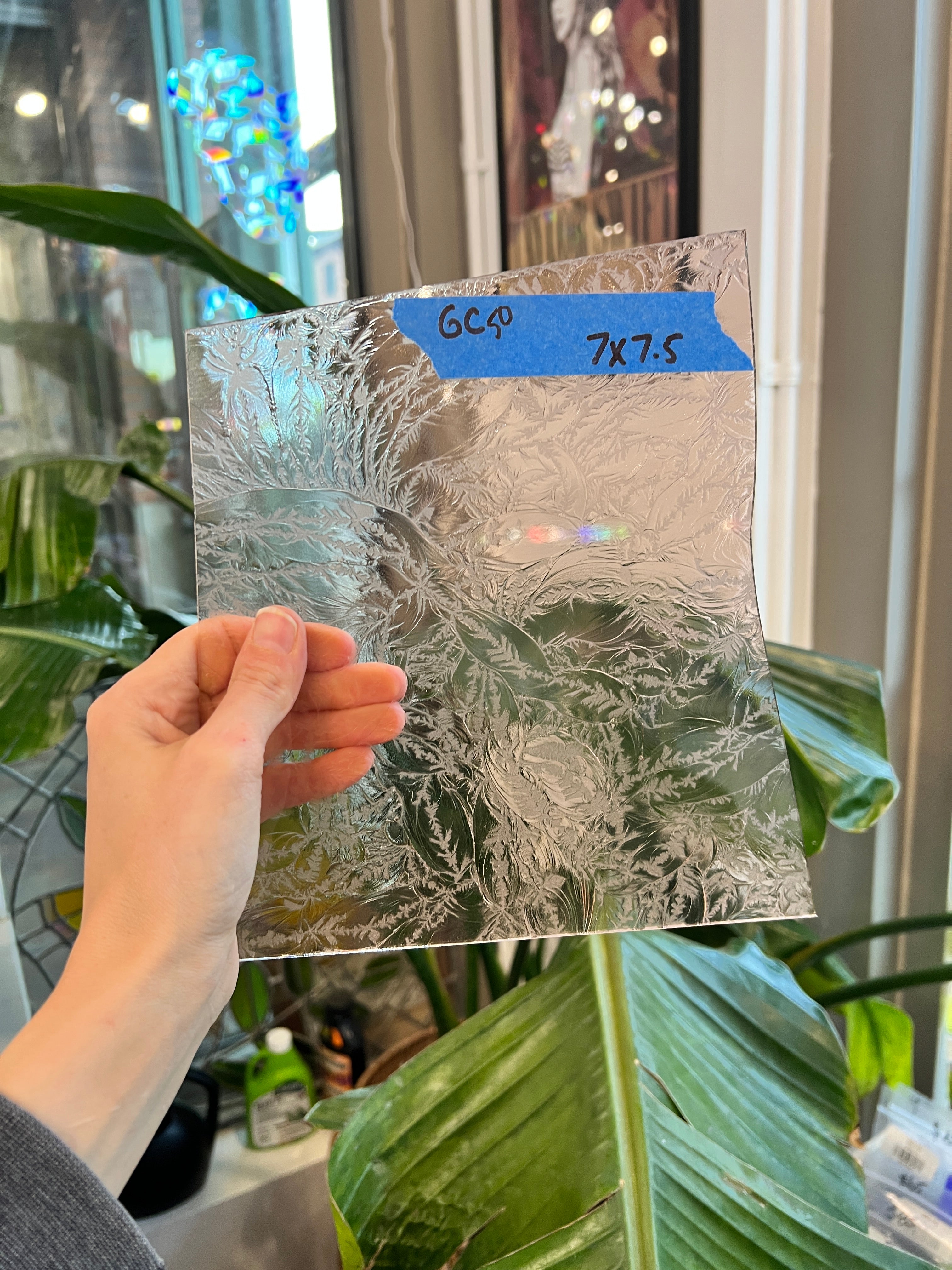 Vintage Light Pink Glue Chip Sheet Glass Glue Chip GC50 (7x7.5in)