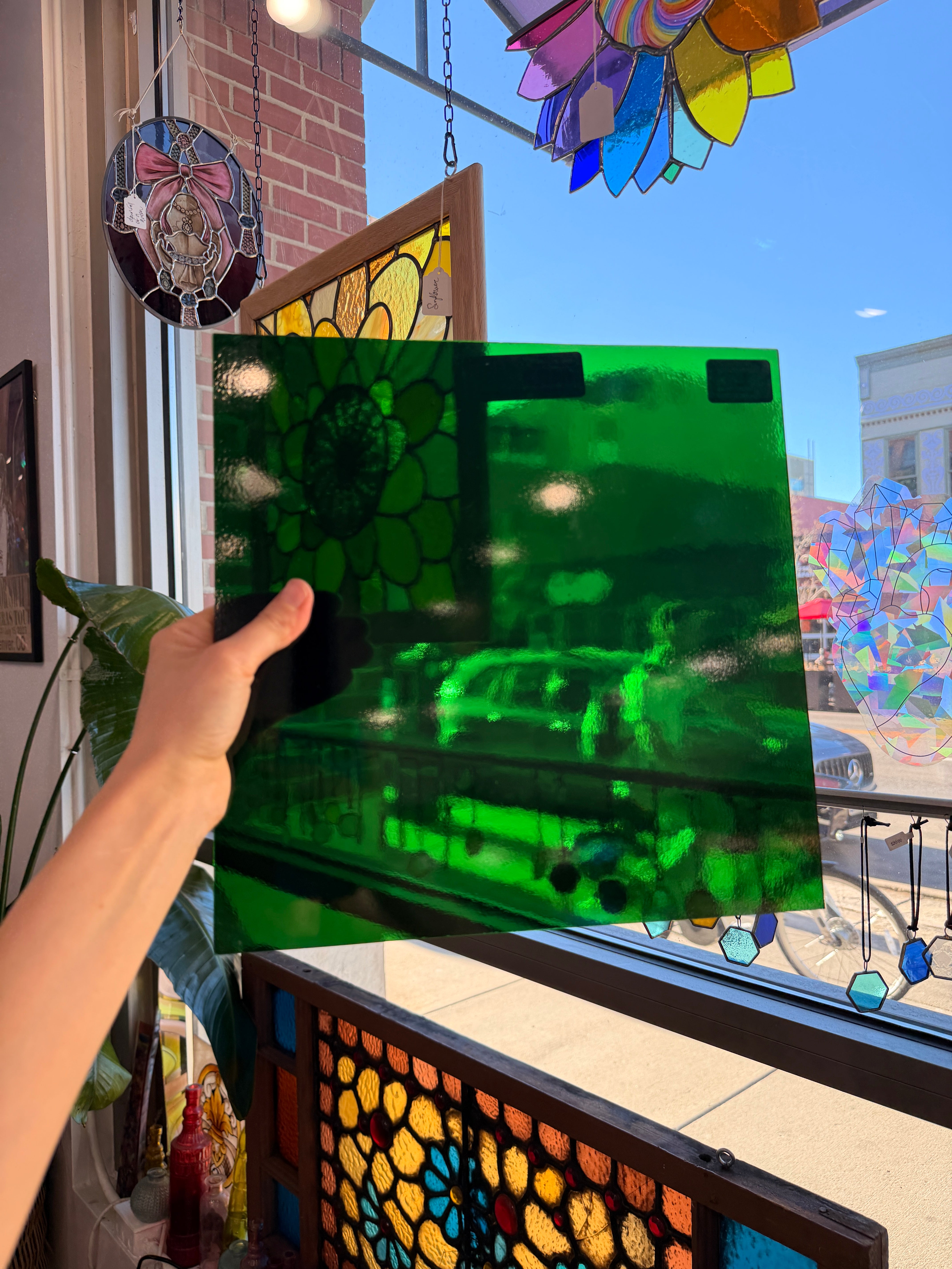 Dark Green Transparent Oceanside Fusible 96 COE (OGT 125F) Sheet Glass Colorado Glassworks