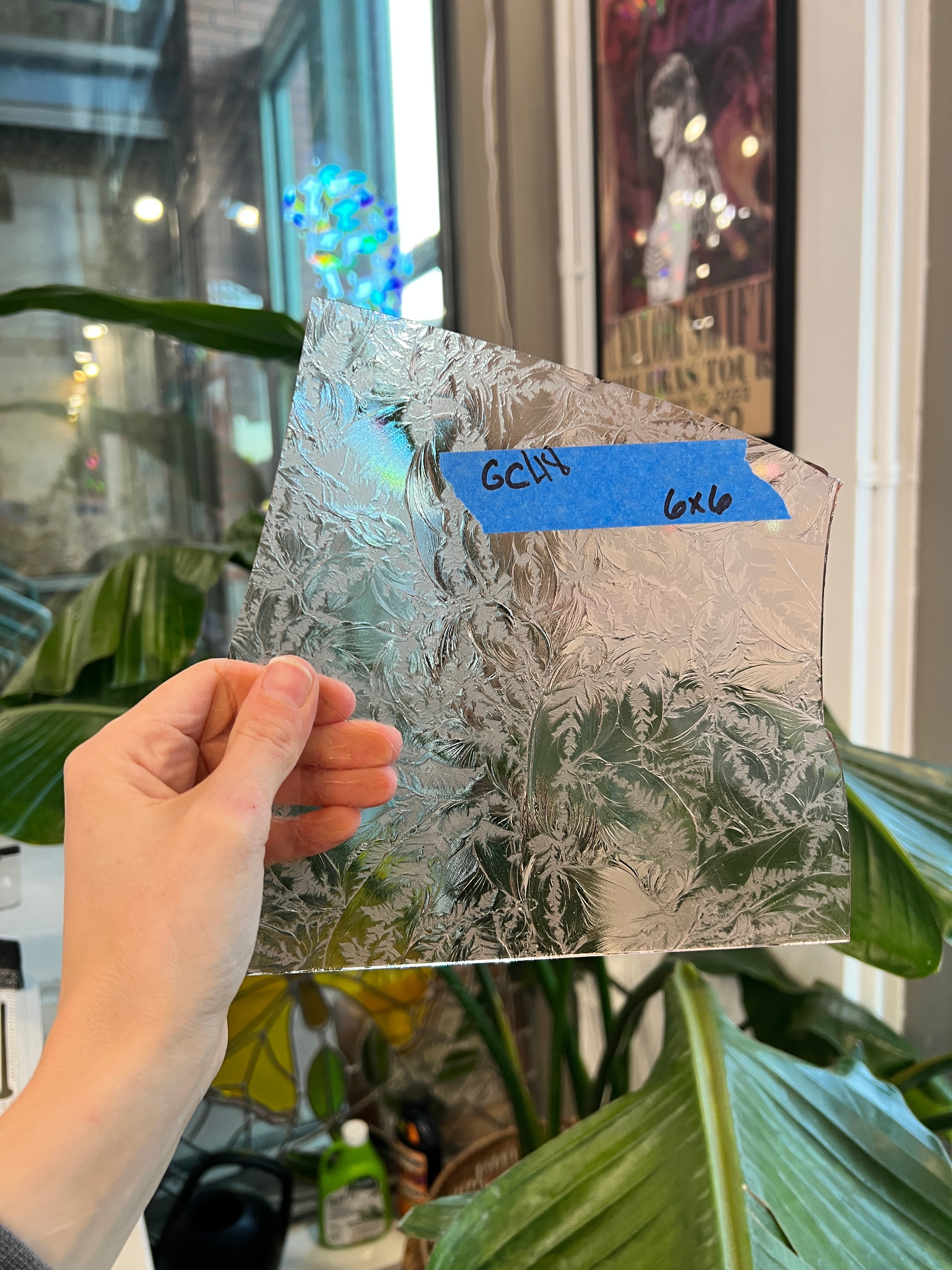 Vintage Light Pink Glue Chip Sheet Glass Glue Chip GC48 (6x6in)