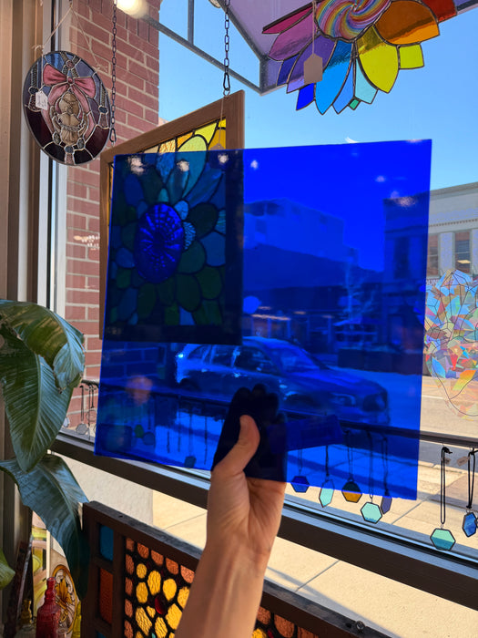 Dark Blue Transparent Oceanside Fusible 96 COE (OGT 136F) Sheet Glass Colorado Glassworks