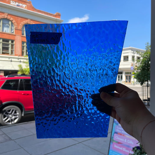 Blue Hammered Transparent Spectrum Sheet Glass Colorado Glassworks