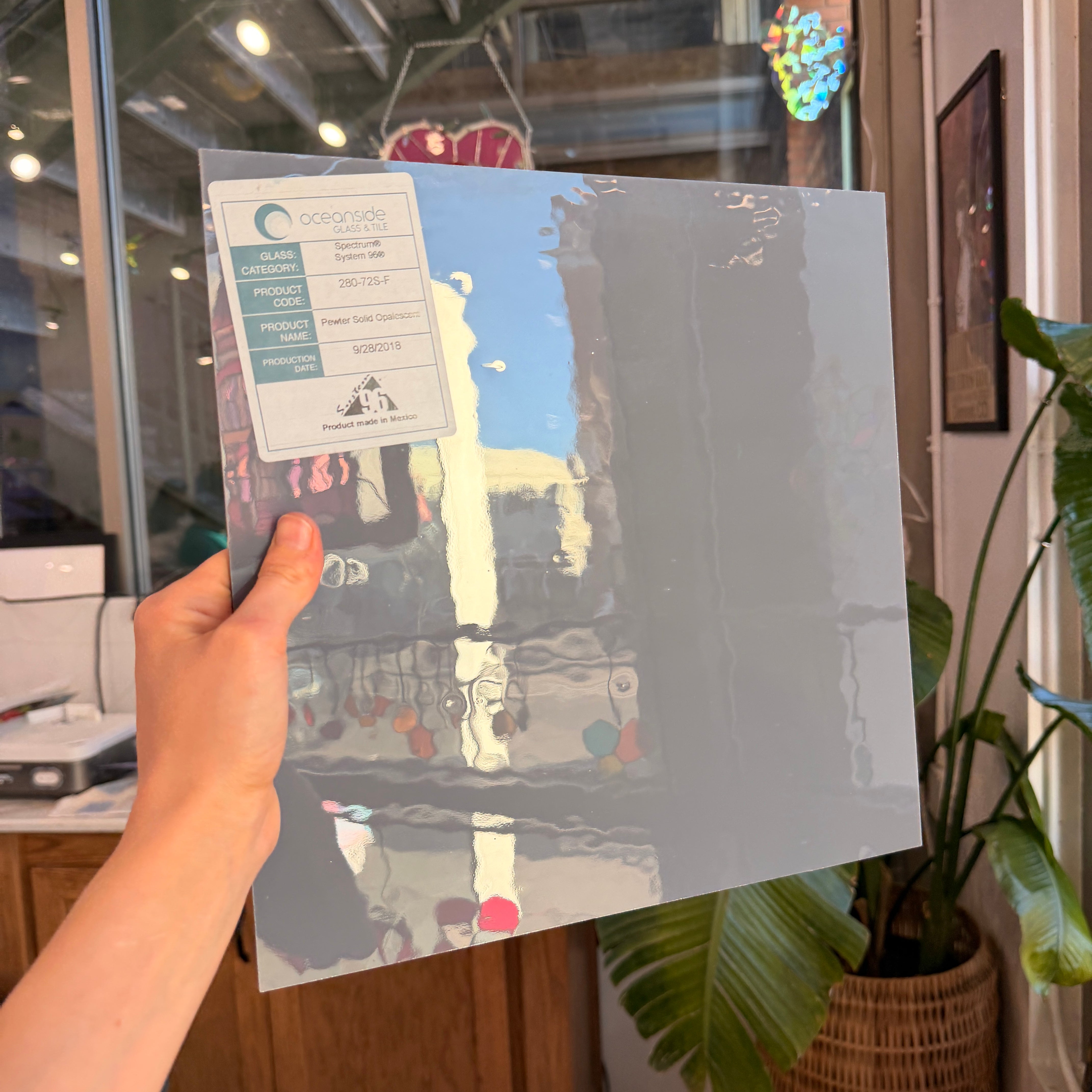 Pewter Opalescent Oceanside Fusible 96 COE (OGT 280.72F) Sheet Glass Colorado Glassworks