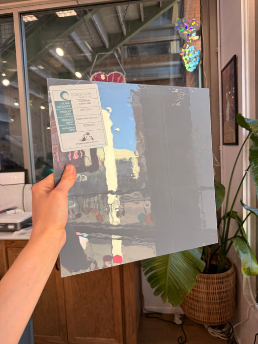 Pewter Opalescent Oceanside Fusible 96 COE (OGT 280.72F) Sheet Glass Colorado Glassworks