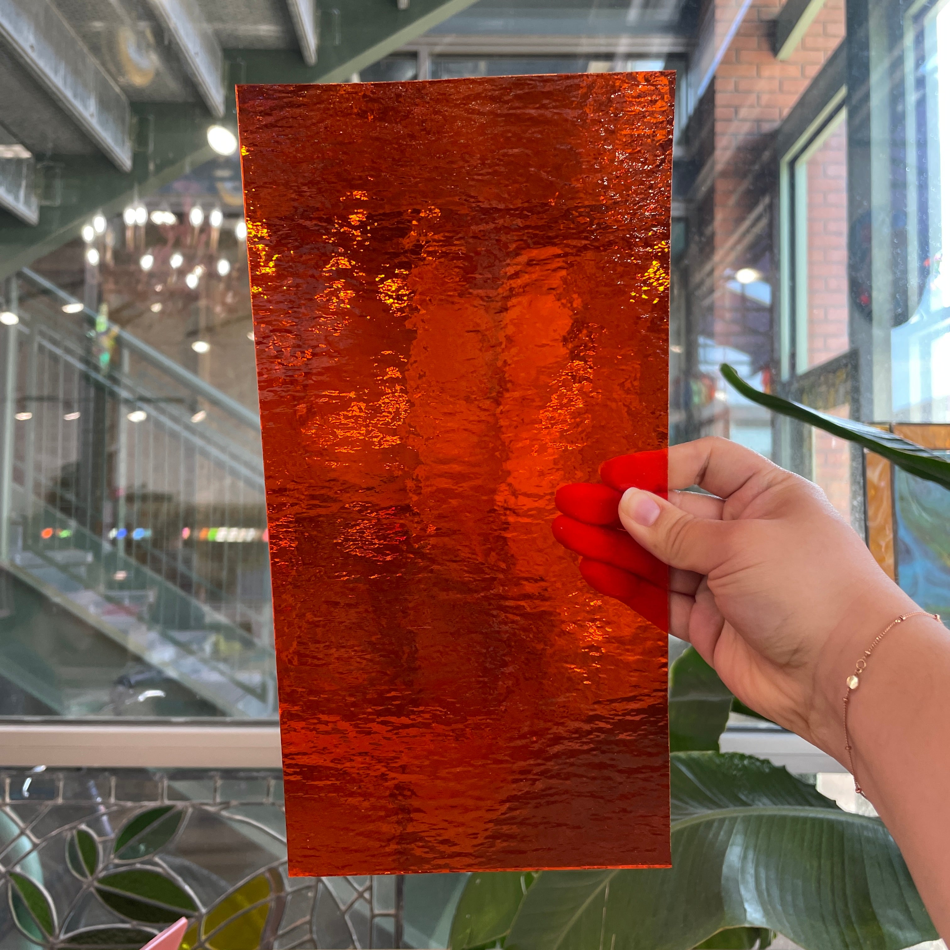 Orange Rough Rolled Oceanside Fusible 96 COE (171RRF) Sheet Glass Colorado Glassworks OS-ORA-RR (12x6in)