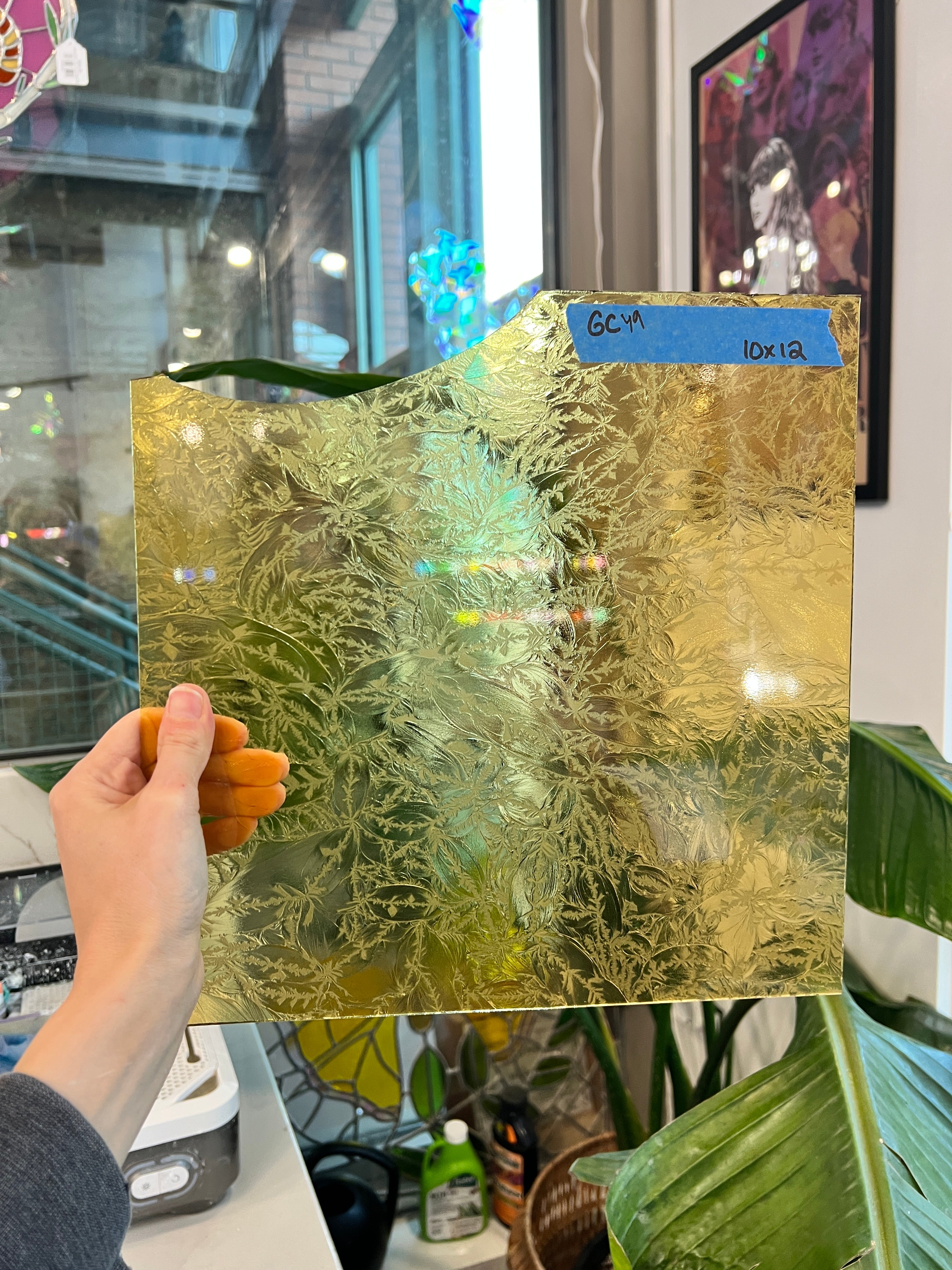 Yellow/Light Amber Glue Chip Sheet Glass Colorado Glassworks GC49 (10x12in)
