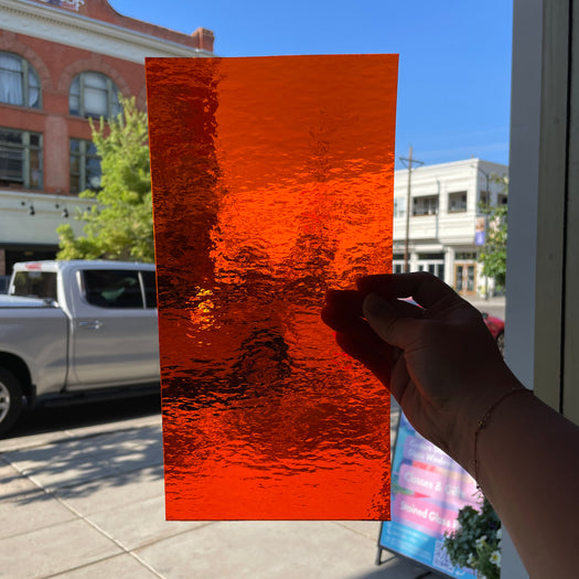 Orange Rough Rolled Oceanside Fusible 96 COE (171RR-F) Sheet Glass Colorado Glassworks