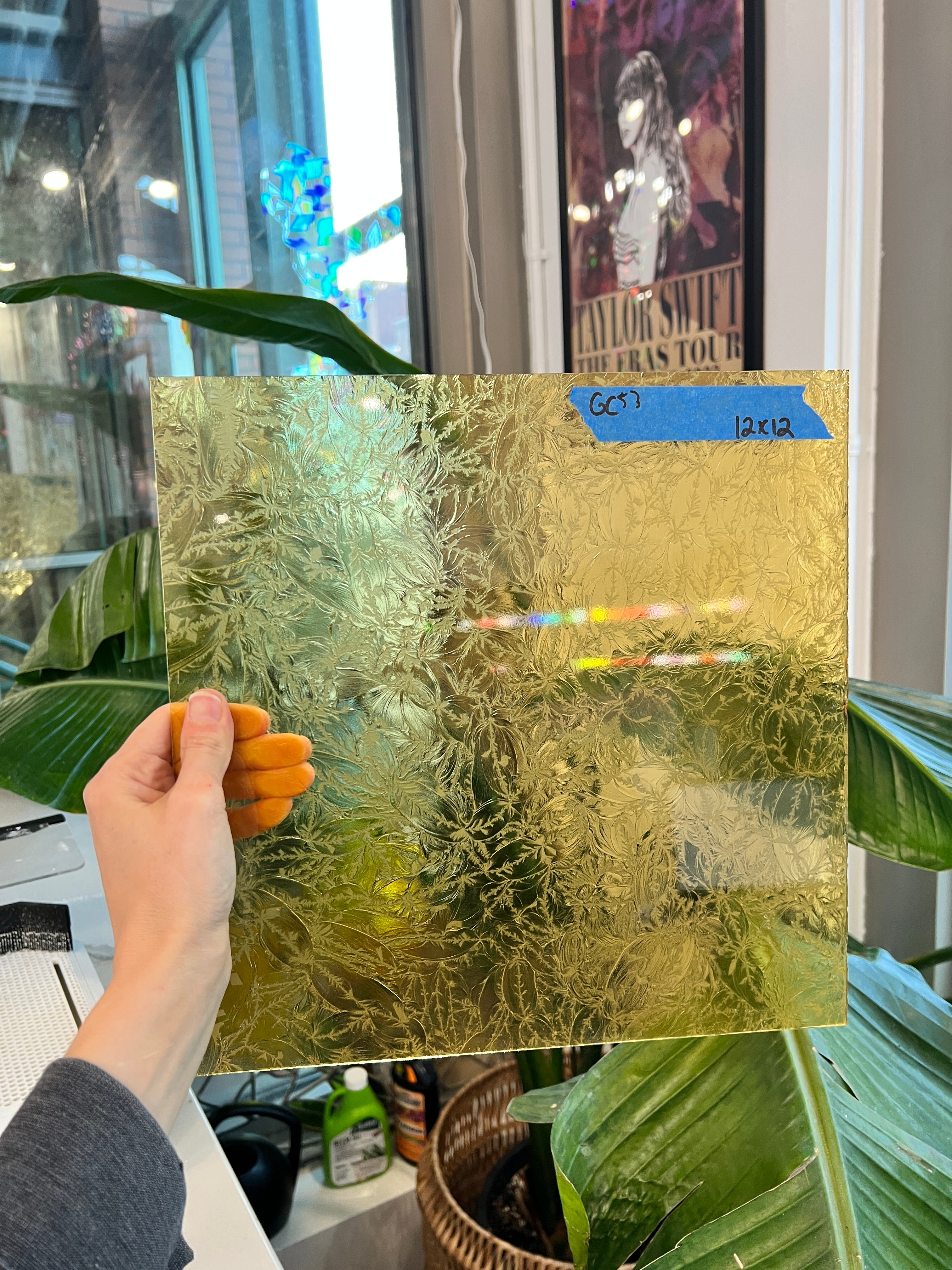 Yellow/Light Amber Glue Chip Sheet Glass Colorado Glassworks GC53 (12x12in)