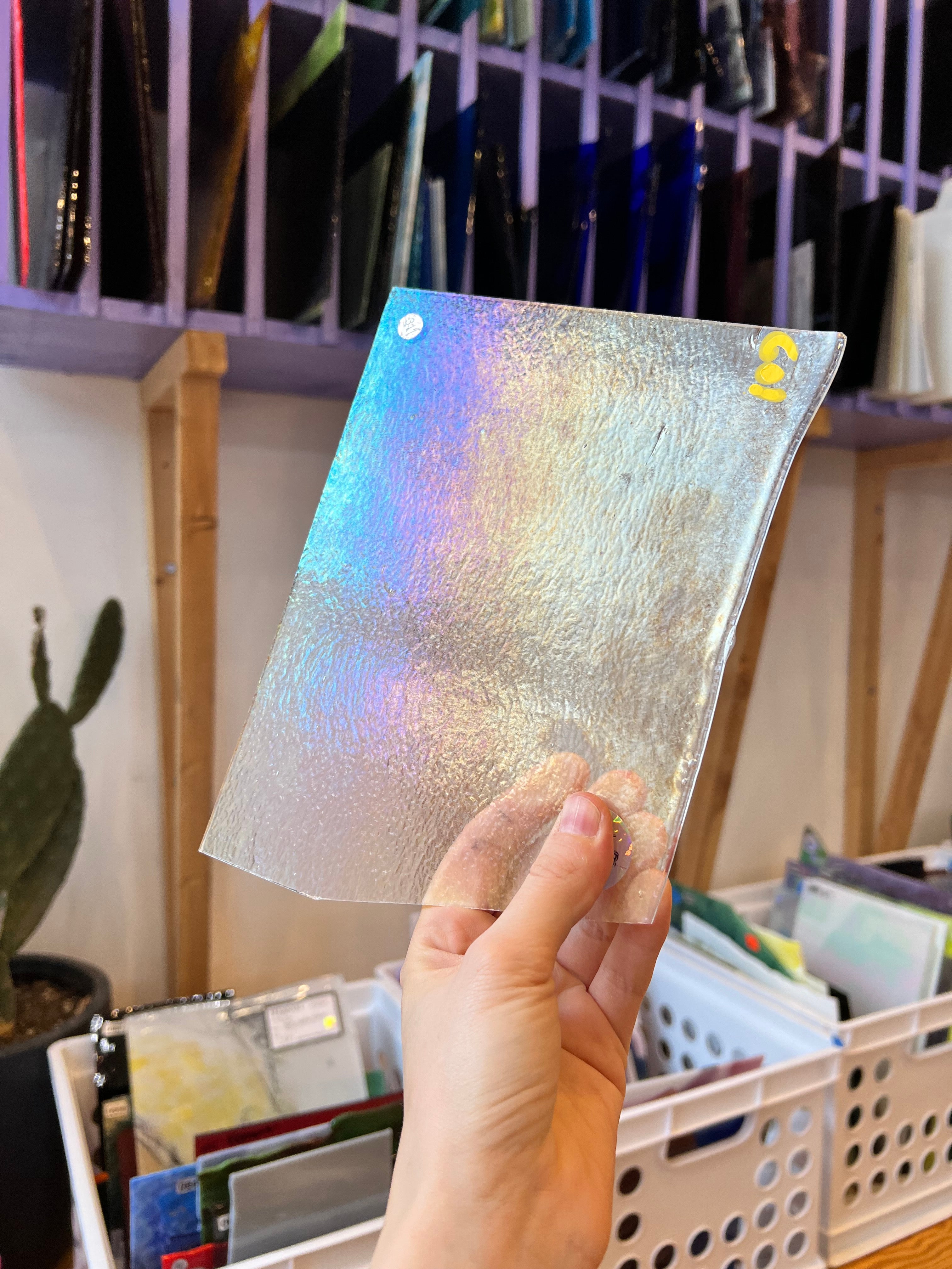 Clear Iridescent Bullseye Fusible 90 COE Sheet Glass Colorado Glassworks   