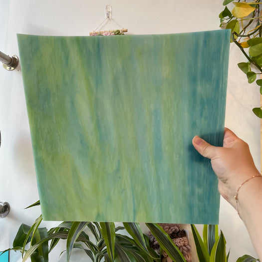 Aqua Lime Pearl Opal Oceanside Fusible 96 COE Sheet Glass Colorado Glassworks