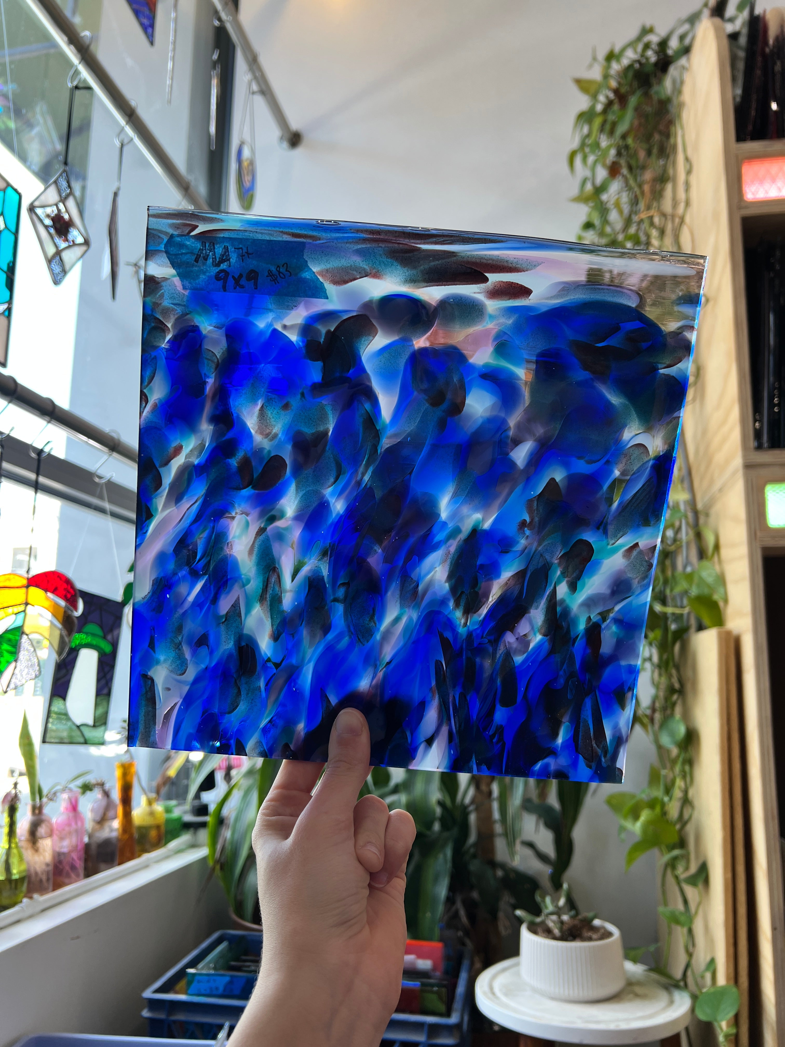 Hydrangea Haze COGW by Monarch Glass Sheet Glass Colorado Glassworks MA71 (9x9in)