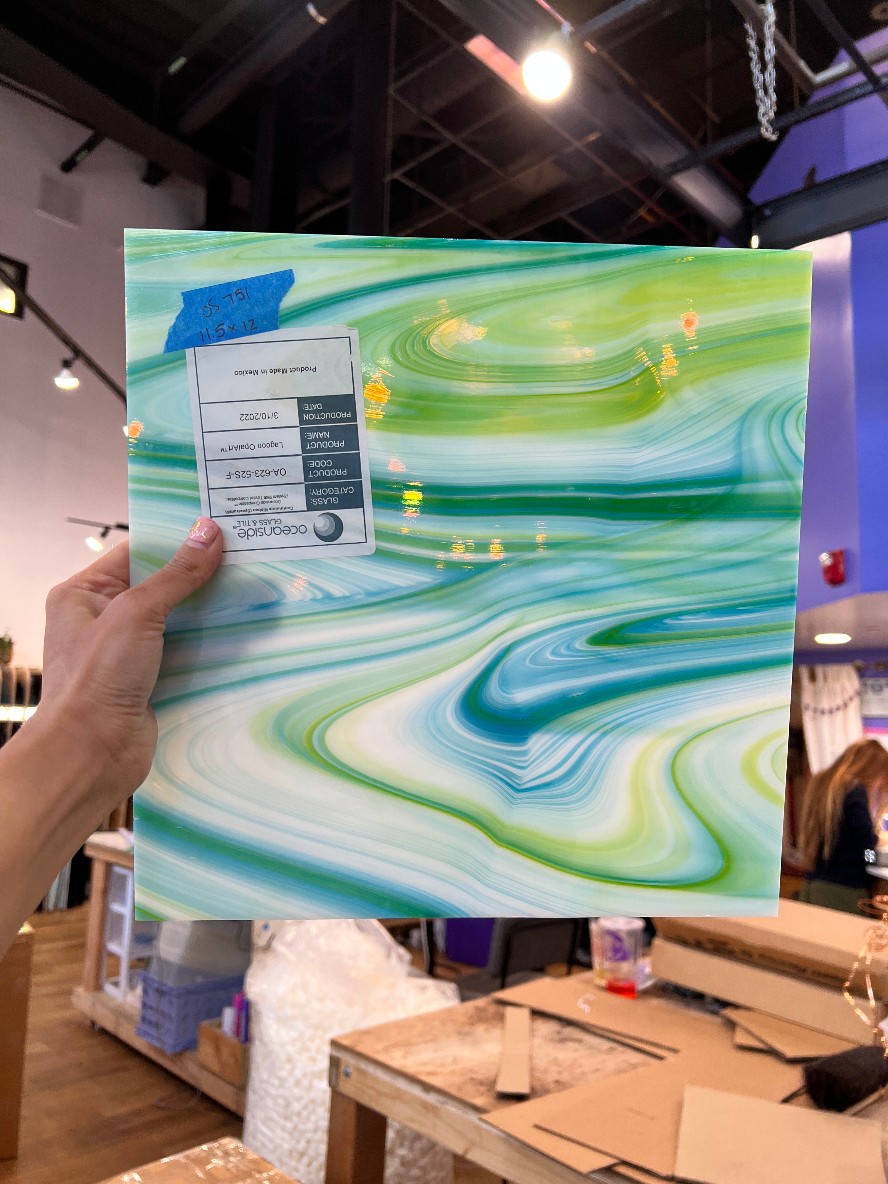 Lagoon Fusers Reserve Oceanside Fusible 96 COE (623-52S-F) Sheet Glass Colorado Glassworks OS-LAGOON-FR (12x12in)