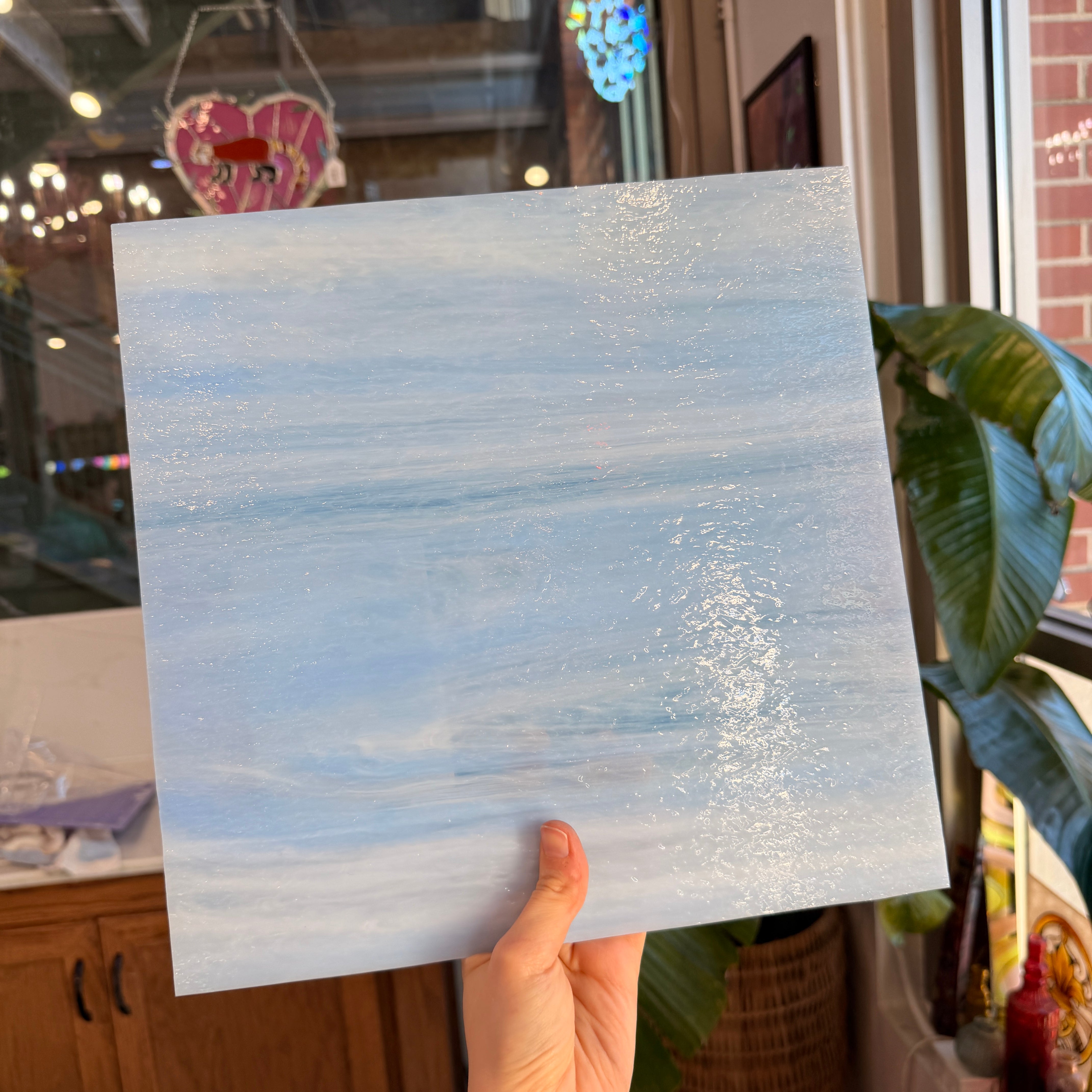 Blue Skies Pearl Opal Oceanside Fusible 96 COE (OGT 603.81CCF) Sheet Glass Colorado Glassworks