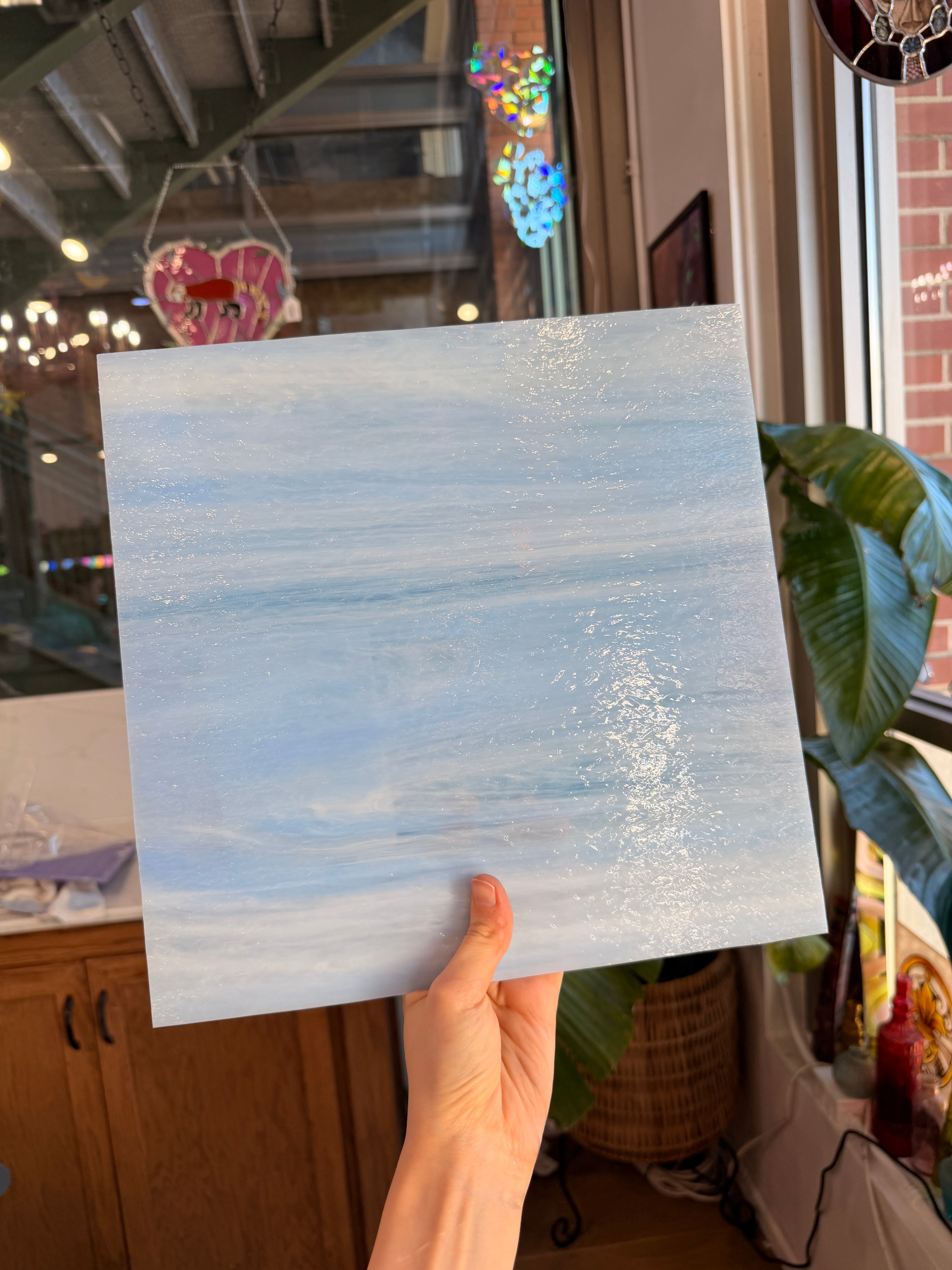 Blue Skies Pearl Opal Oceanside Fusible 96 COE (OGT 603.81CCF) Sheet Glass Colorado Glassworks