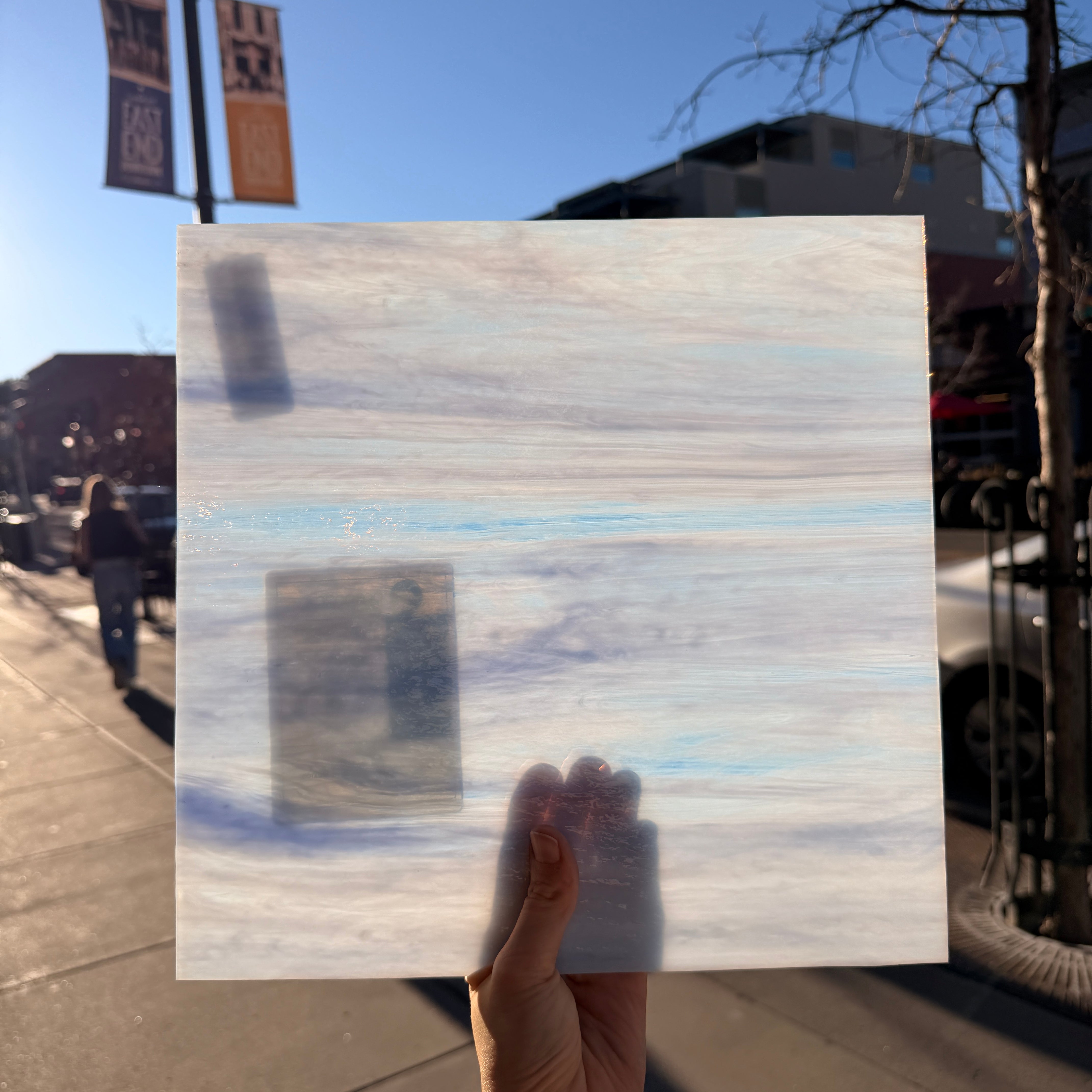 Blue Skies Pearl Opal Oceanside Fusible 96 COE (OGT 603.81CCF) Sheet Glass Colorado Glassworks