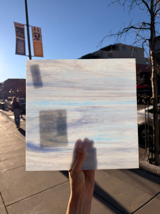 Blue Skies Pearl Opal Oceanside Fusible 96 COE (OGT 603.81CCF) Sheet Glass Colorado Glassworks