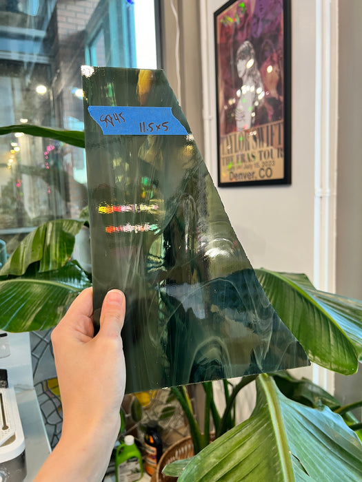 Olive White Wispy Vintage Spectrum Sheet Glass Colorado Glassworks SP45 (11.5x5in)