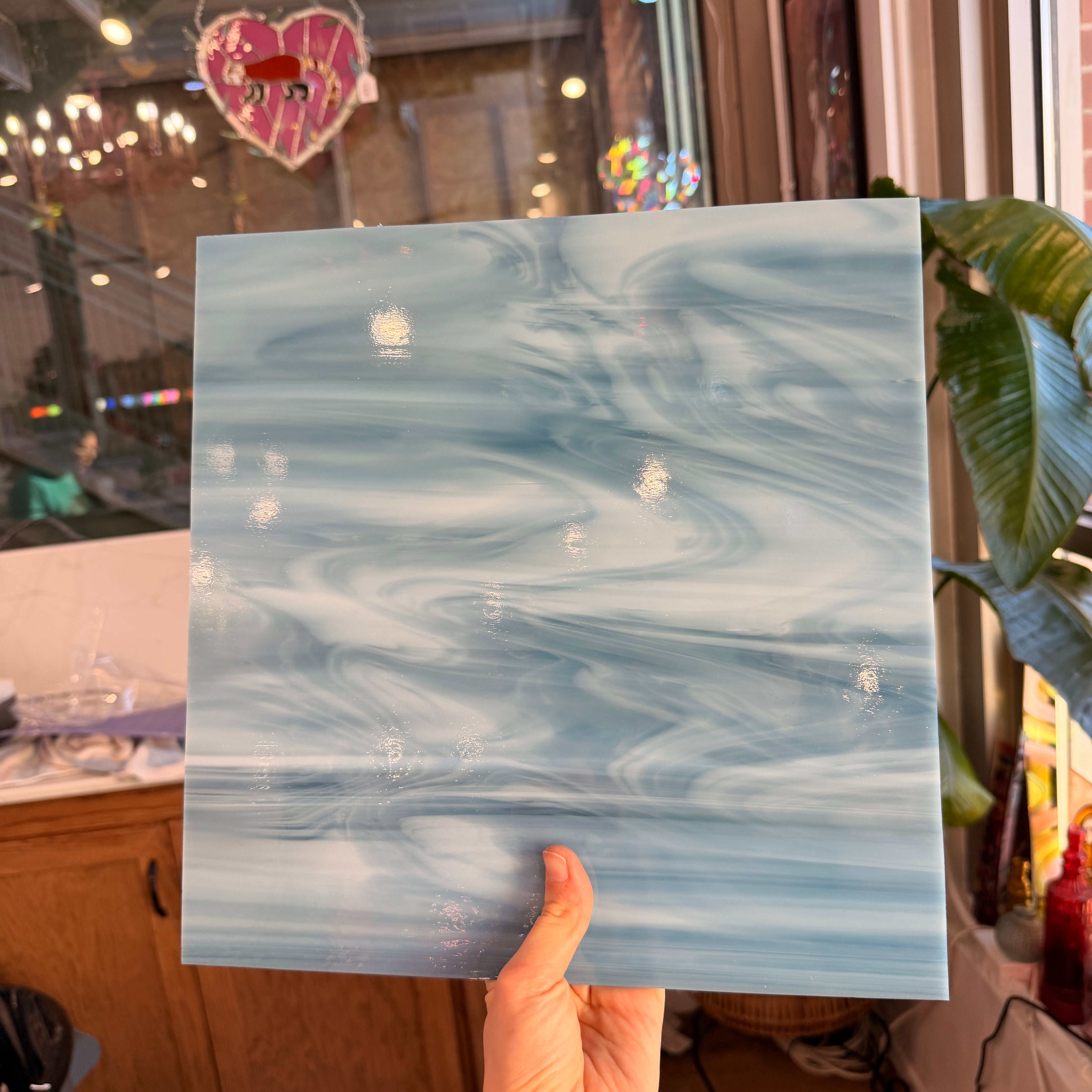 Colonial Blue/White Oceanside Fusible 96 COE (OGT 838.72F) Sheet Glass Colorado Glassworks