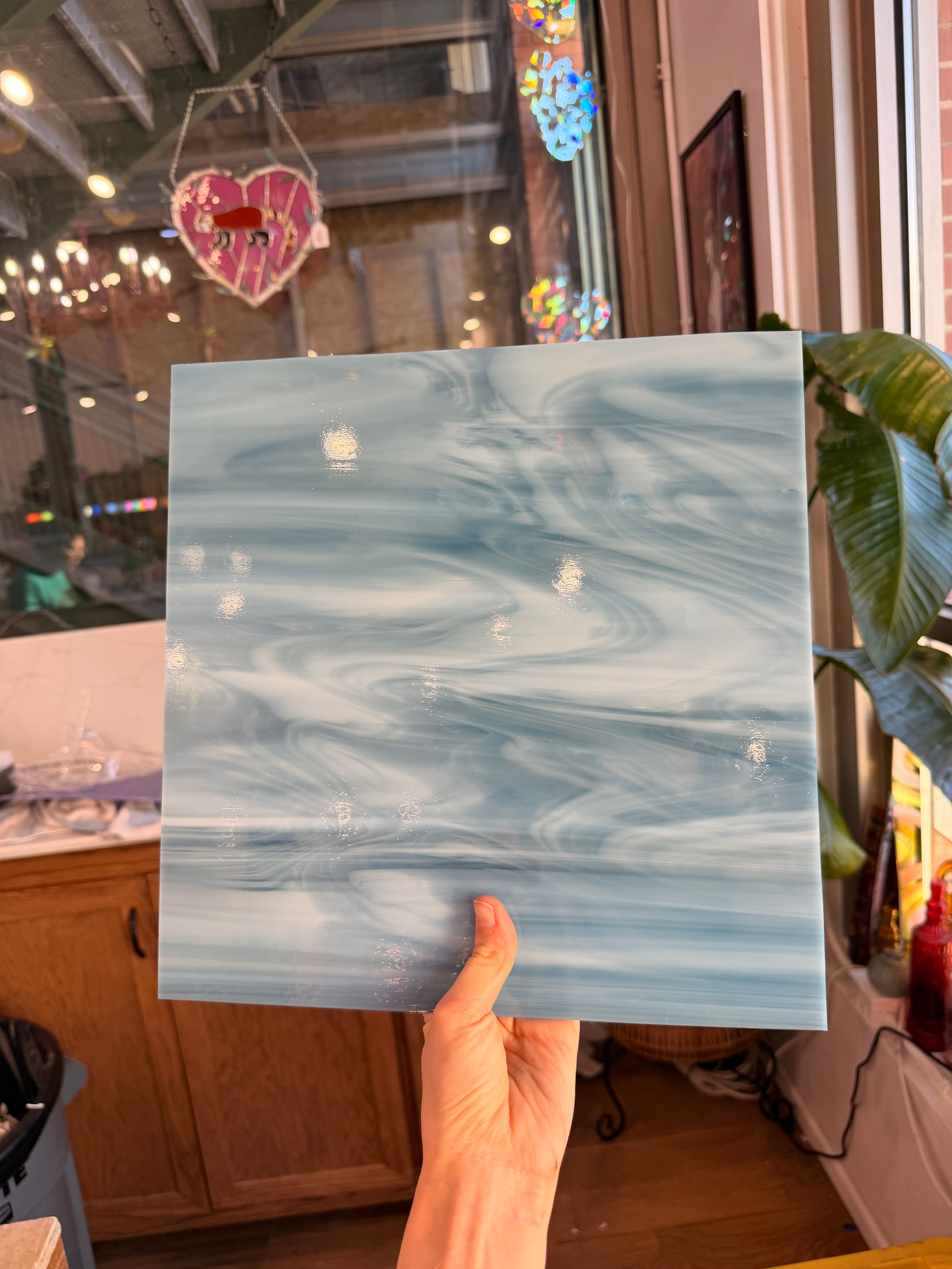 Colonial Blue/White Oceanside Fusible 96 COE (OGT 838.72F) Sheet Glass Colorado Glassworks