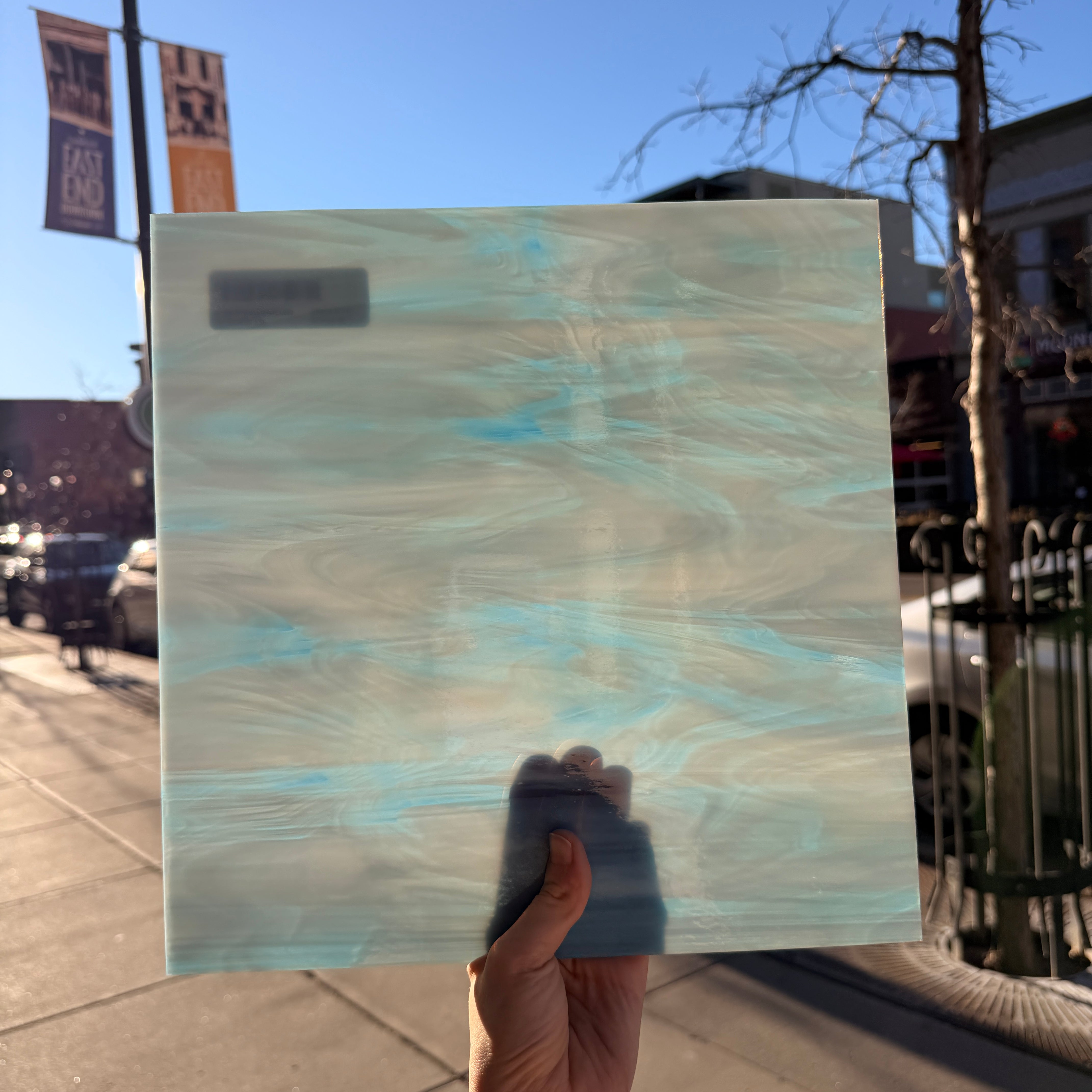 Colonial Blue/White Oceanside Fusible 96 COE (OGT 838.72F) Sheet Glass Colorado Glassworks