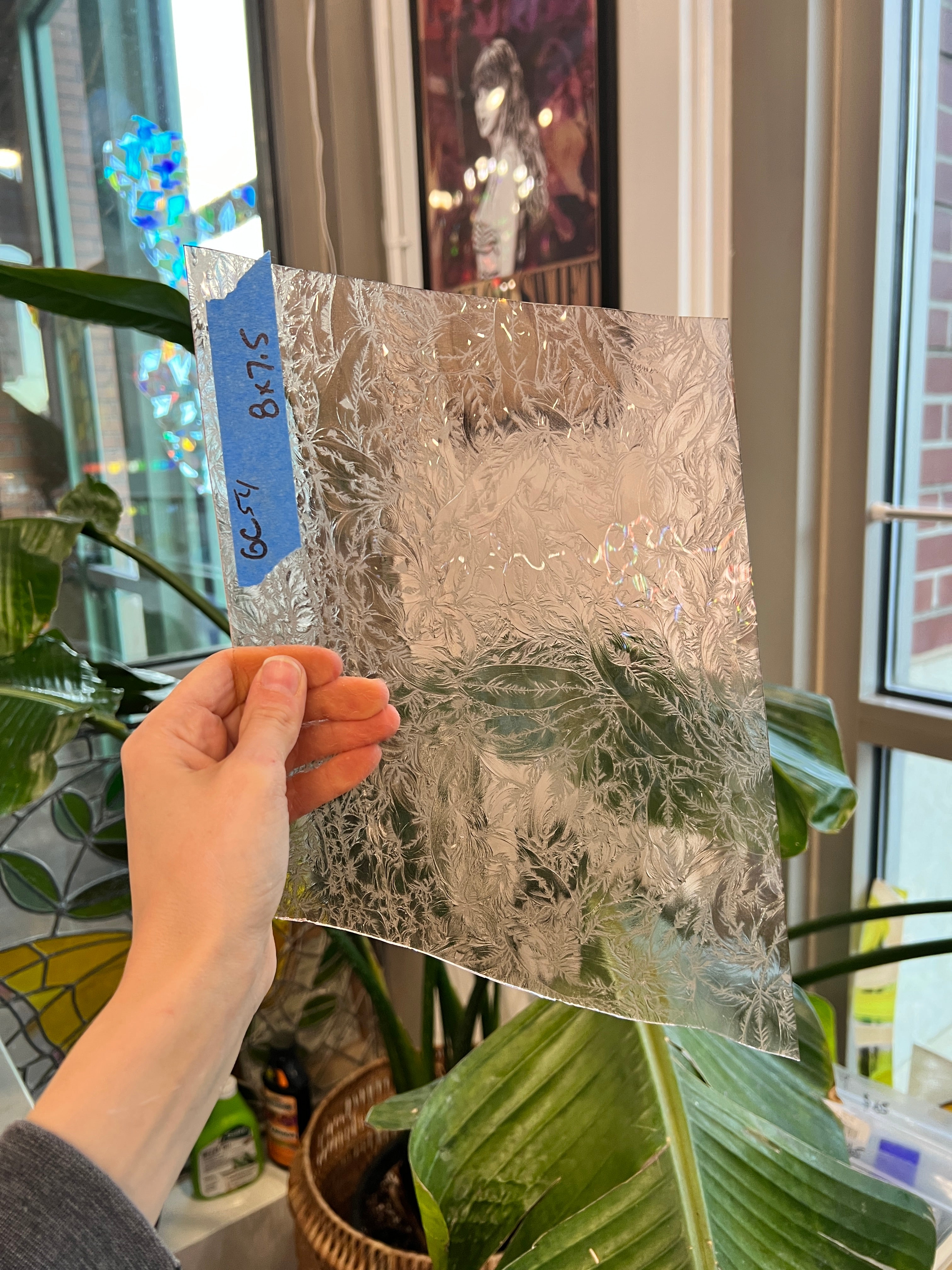 Vintage Light Pink Glue Chip Sheet Glass Glue Chip GC54 (8x7.5in)