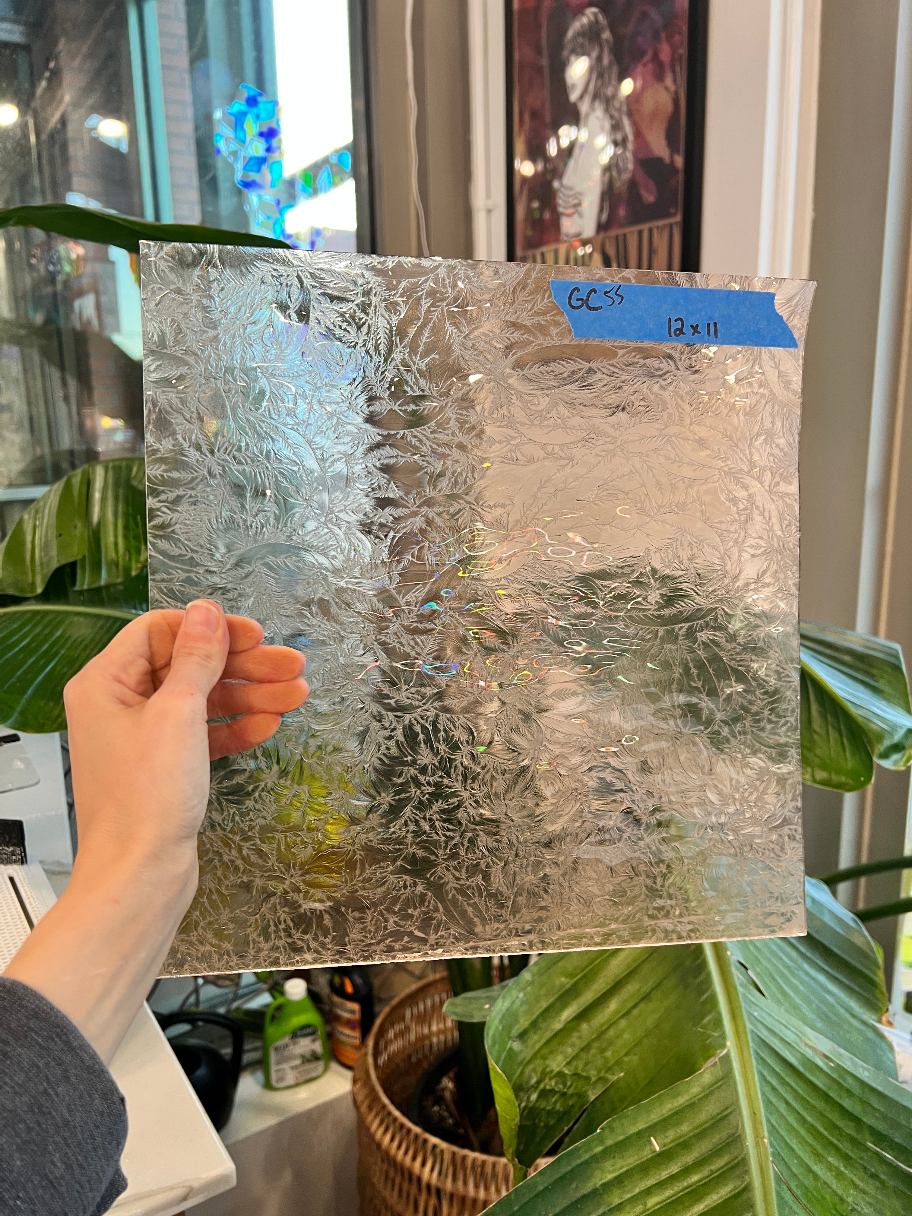 Vintage Light Pink Glue Chip Sheet Glass Glue Chip GC55 (12x11)