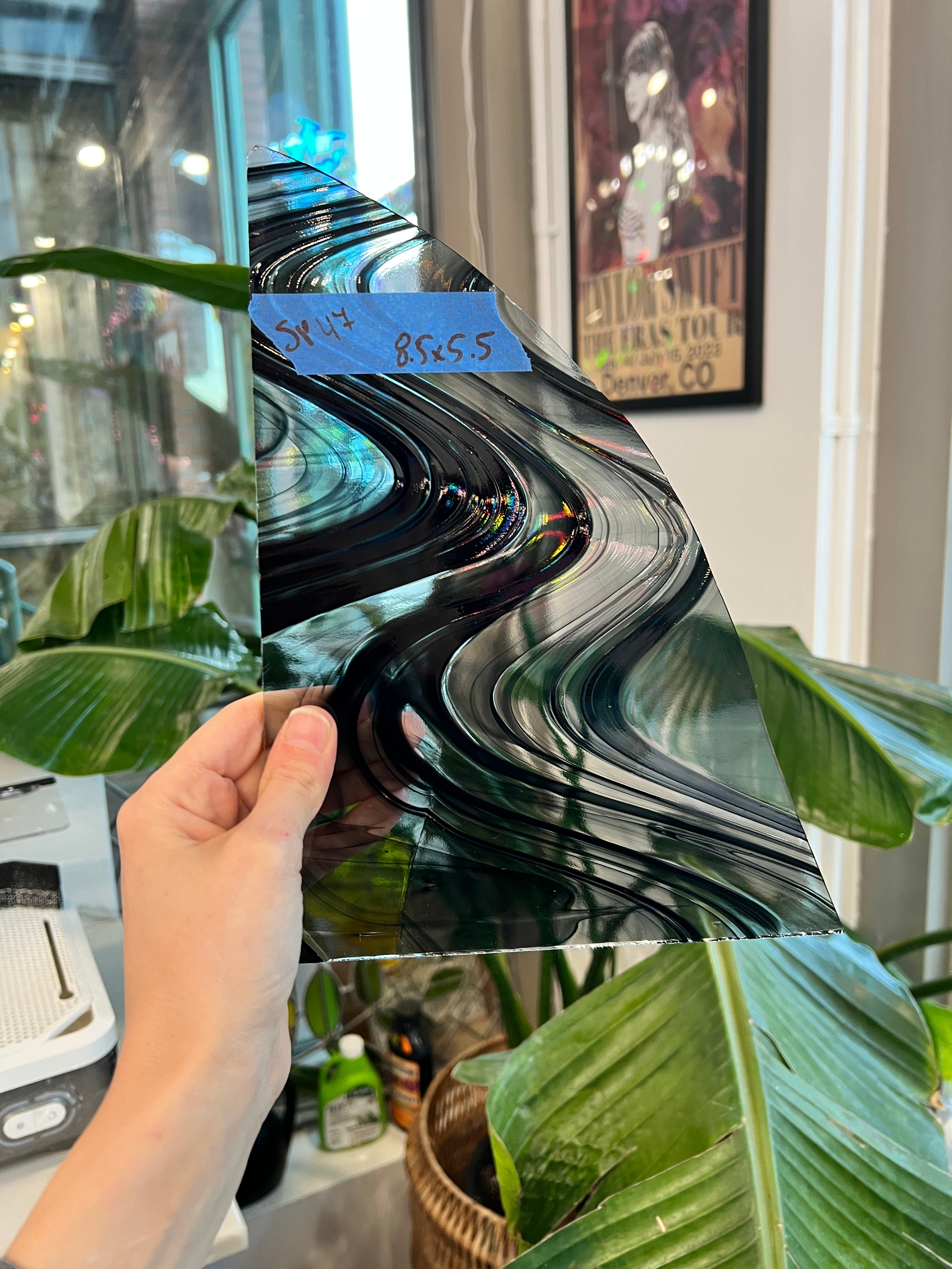 Black and Clear Baroque Spectrum Sheet Glass Colorado Glass Works SP47 (8.5x5.5in)
