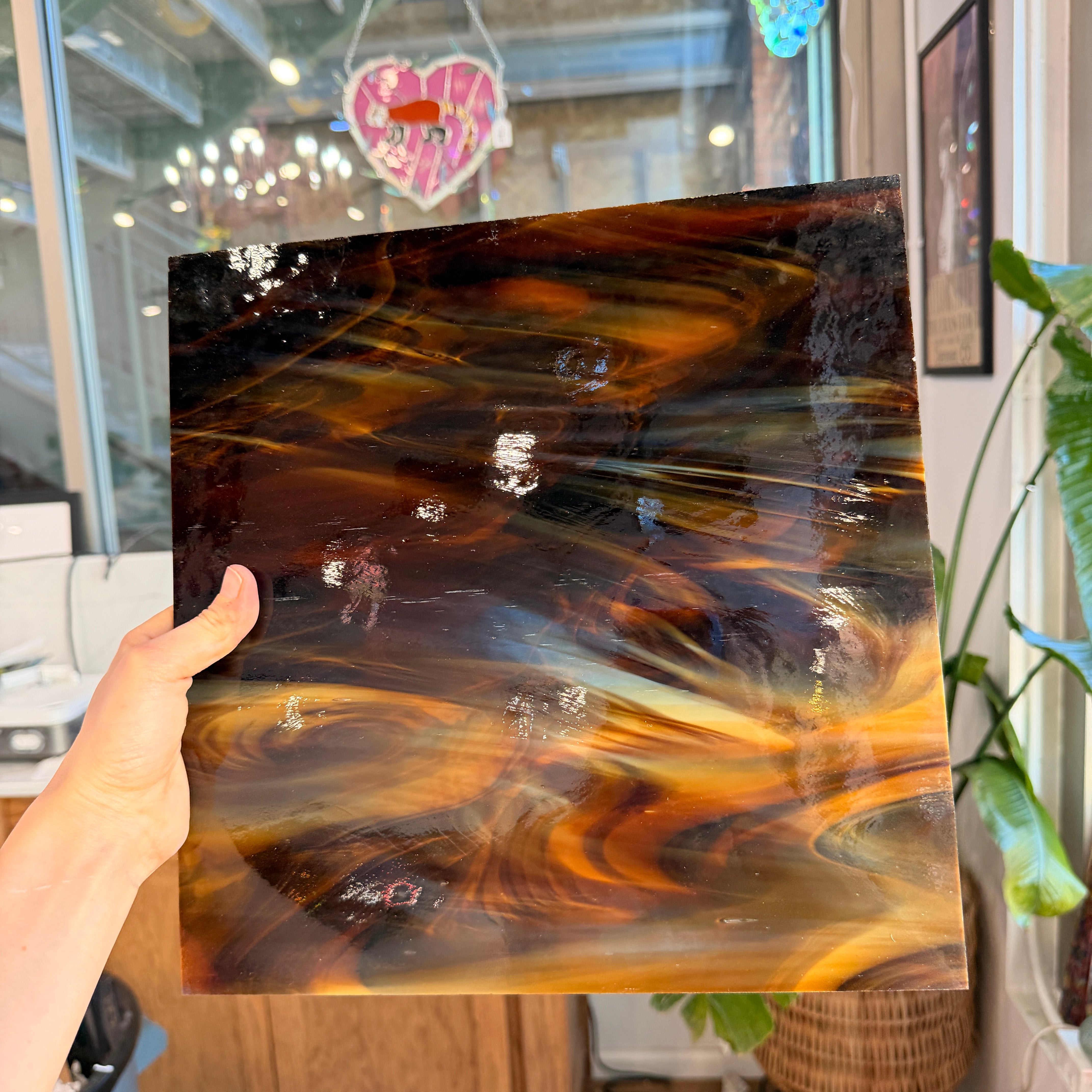 Dark Amber/White Oceanside Fusible 96 COE (OGT 317.6F) Sheet Glass Colorado Glassworks