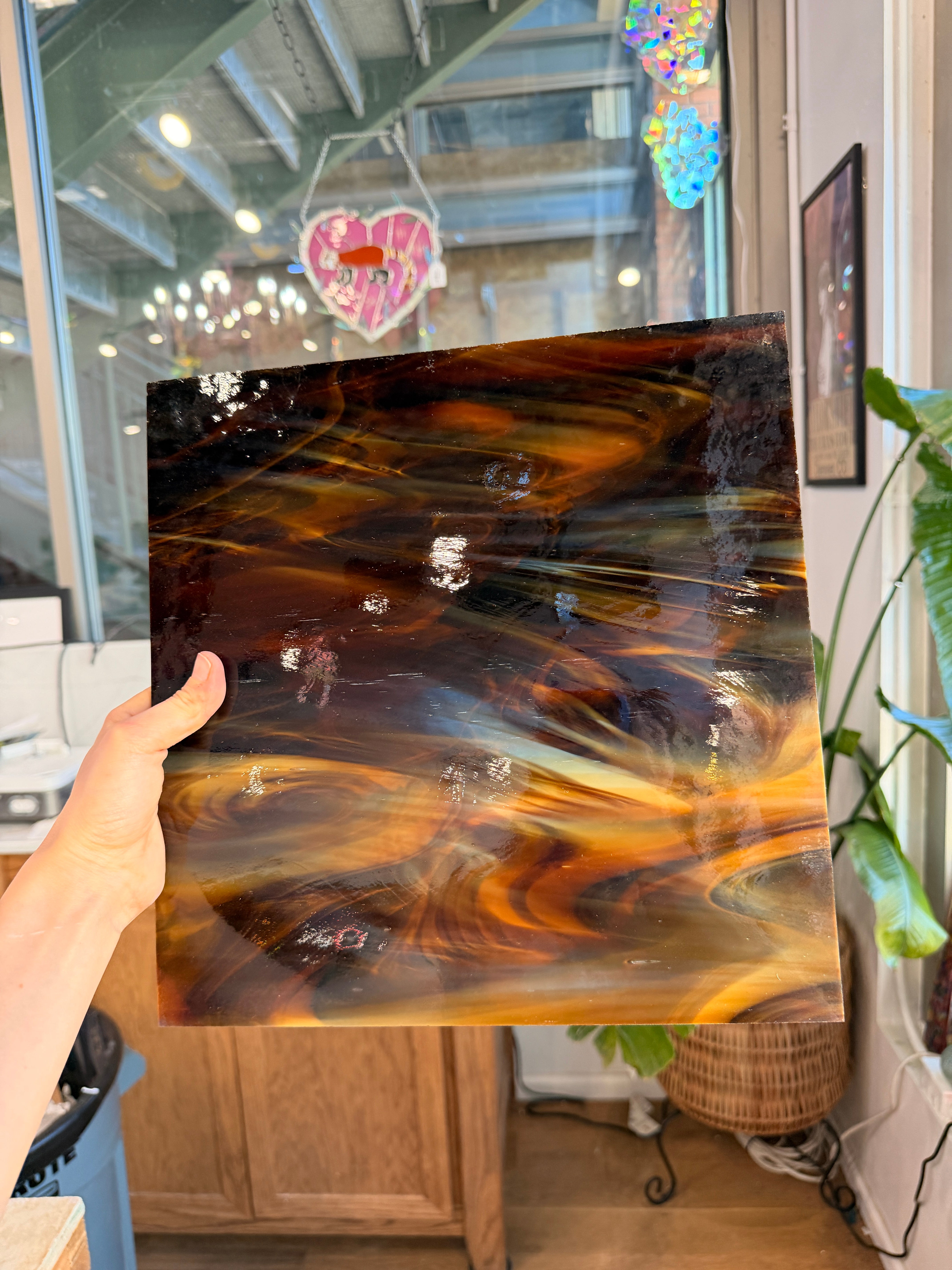 Dark Amber/White Oceanside Fusible 96 COE (OGT 317.6F) Sheet Glass Colorado Glassworks