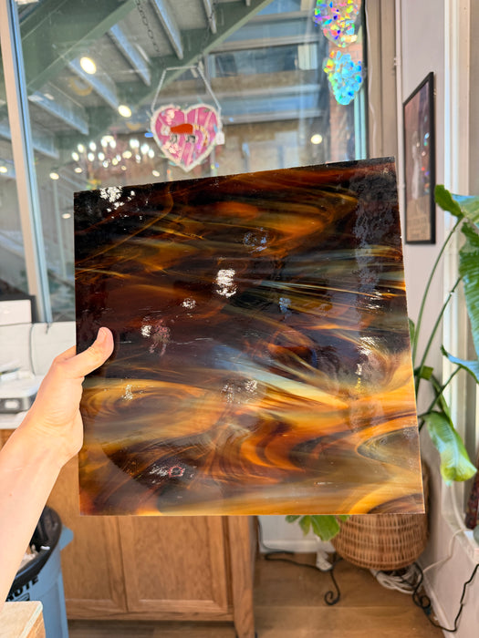 Dark Amber/White Oceanside Fusible 96 COE (OGT 317.6F) Sheet Glass Colorado Glassworks