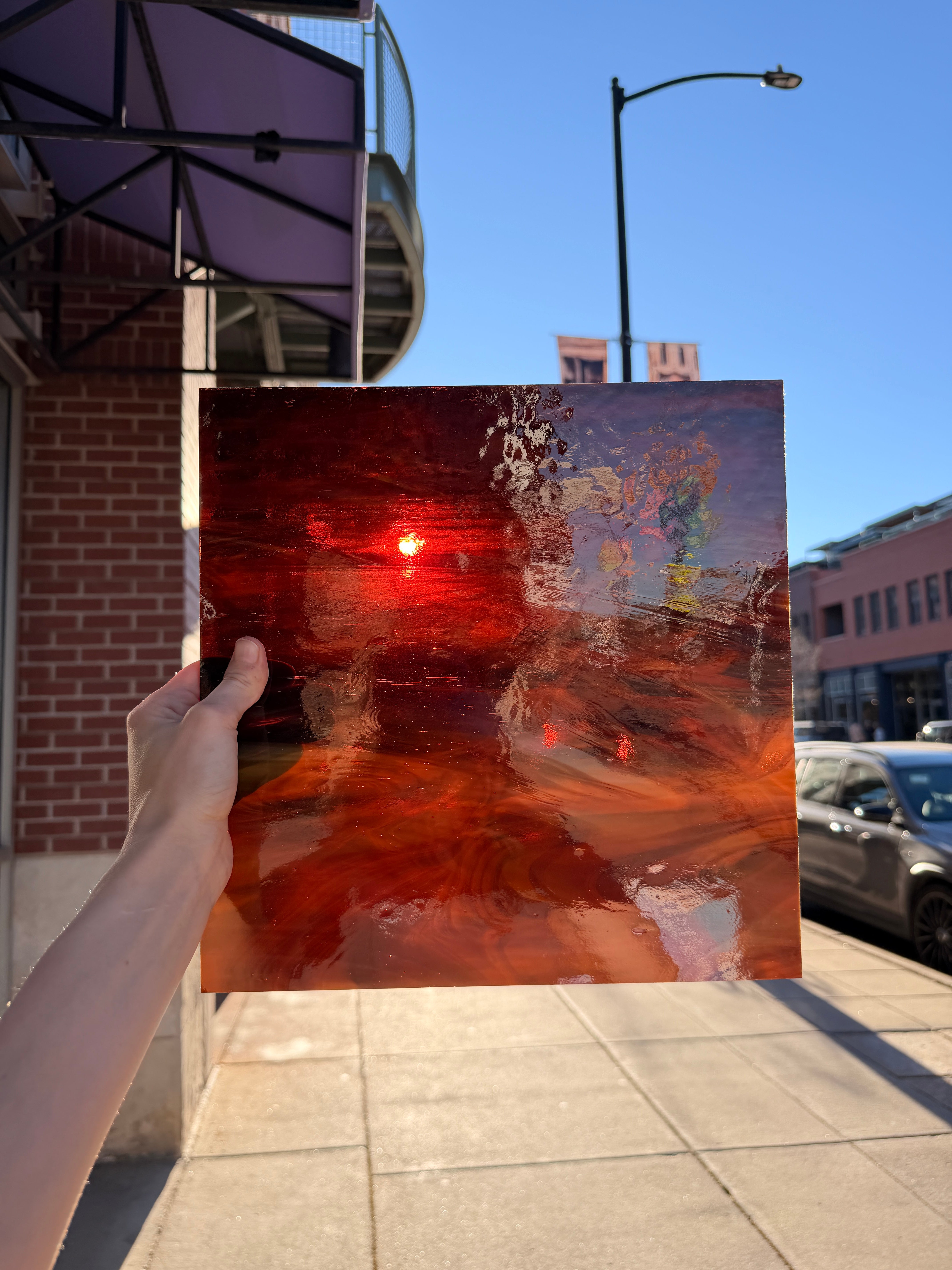 Dark Amber/White Oceanside Fusible 96 COE (OGT 317.6F) Sheet Glass Colorado Glassworks