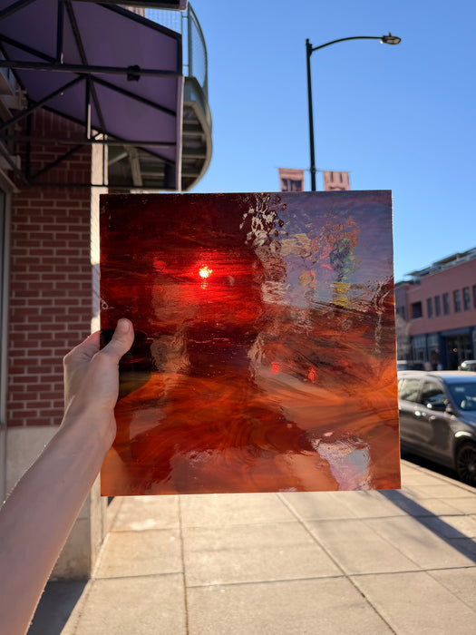 Dark Amber/White Oceanside Fusible 96 COE (OGT 317.6F) Sheet Glass Colorado Glassworks
